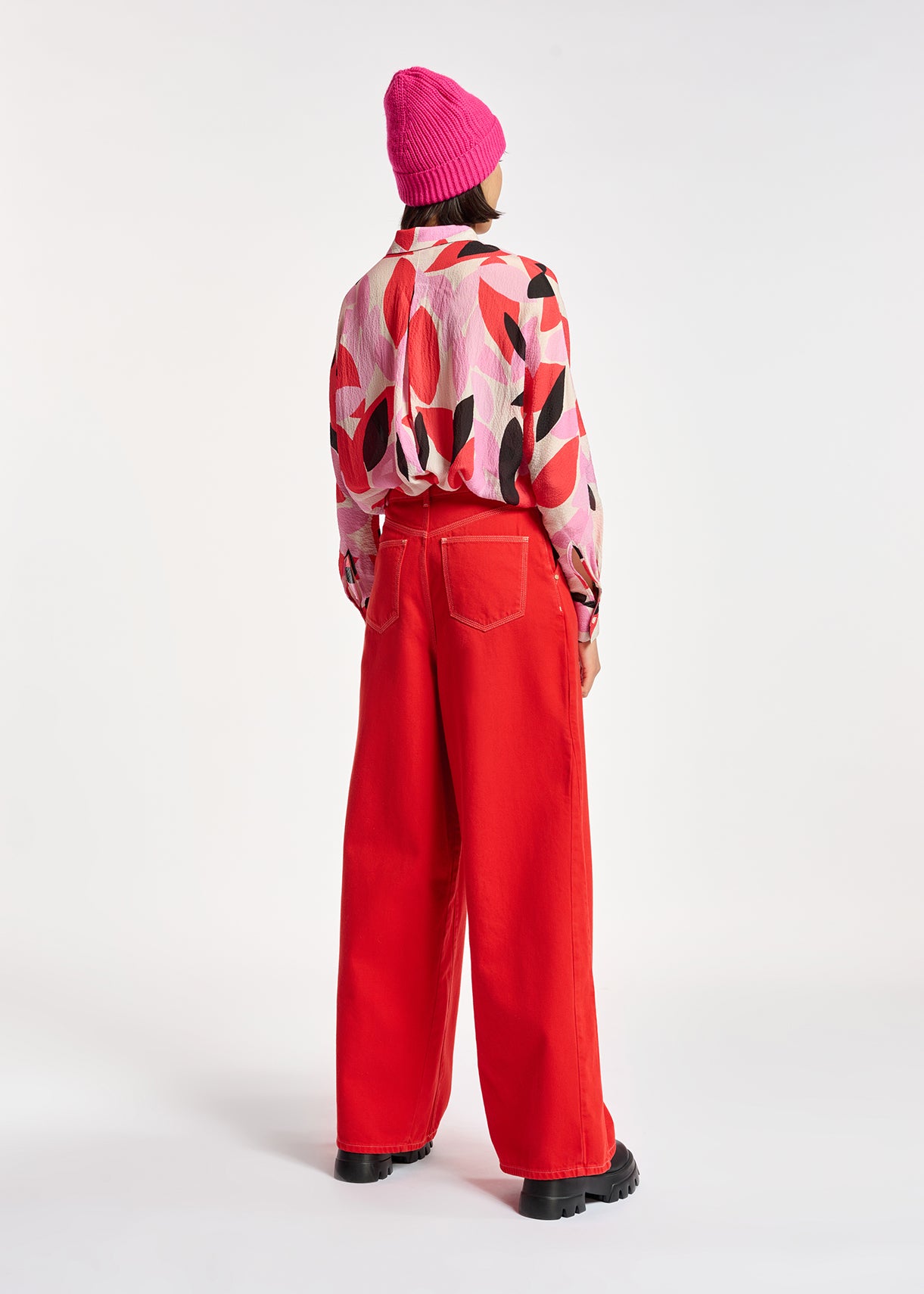 Red denim wide-leg jeans RE—SSENTIEL | Essentiel second hand