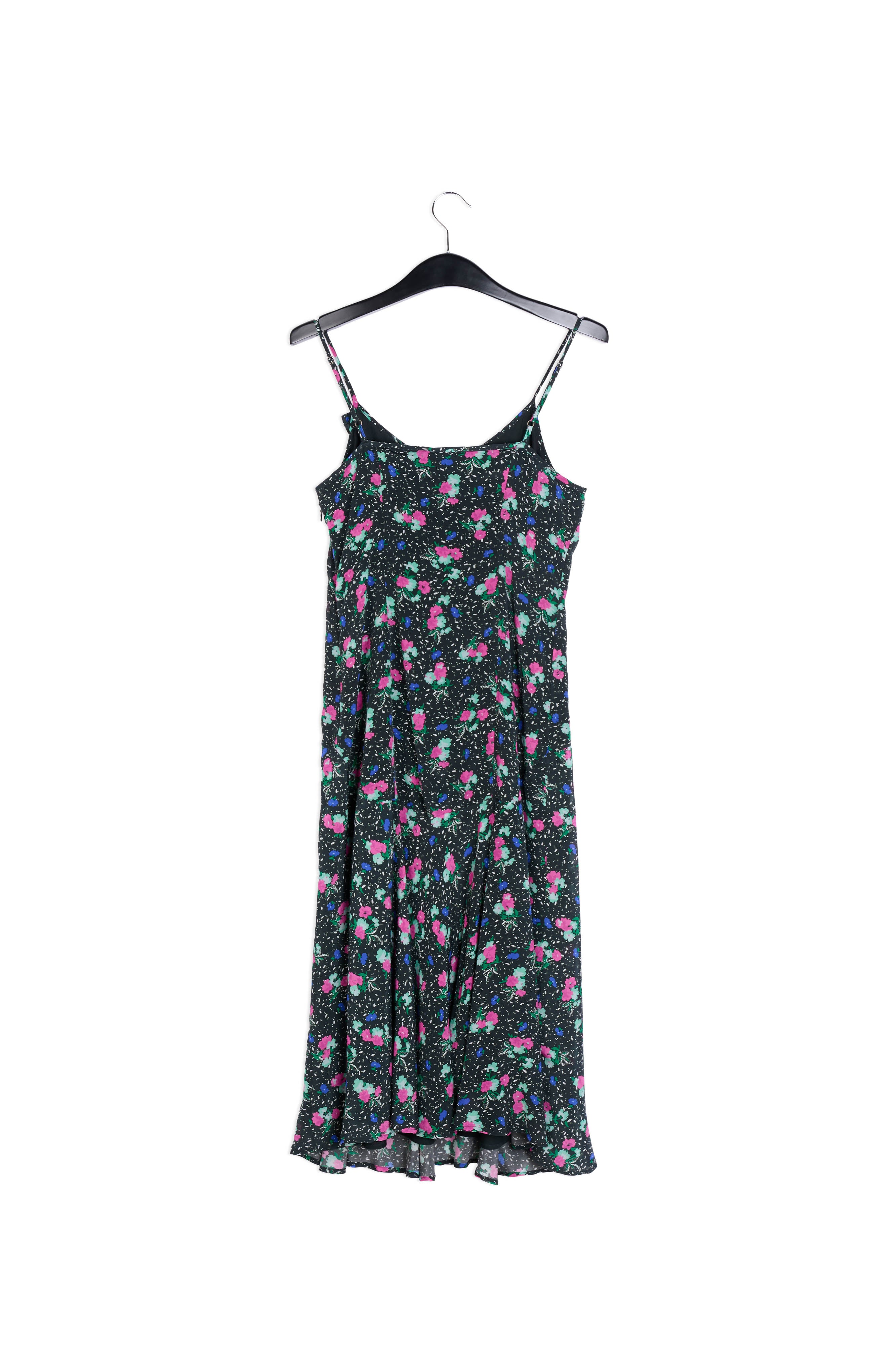 Robe midi noire à fleurs avec encolure v RE—SSENTIEL | Essentiel second hand