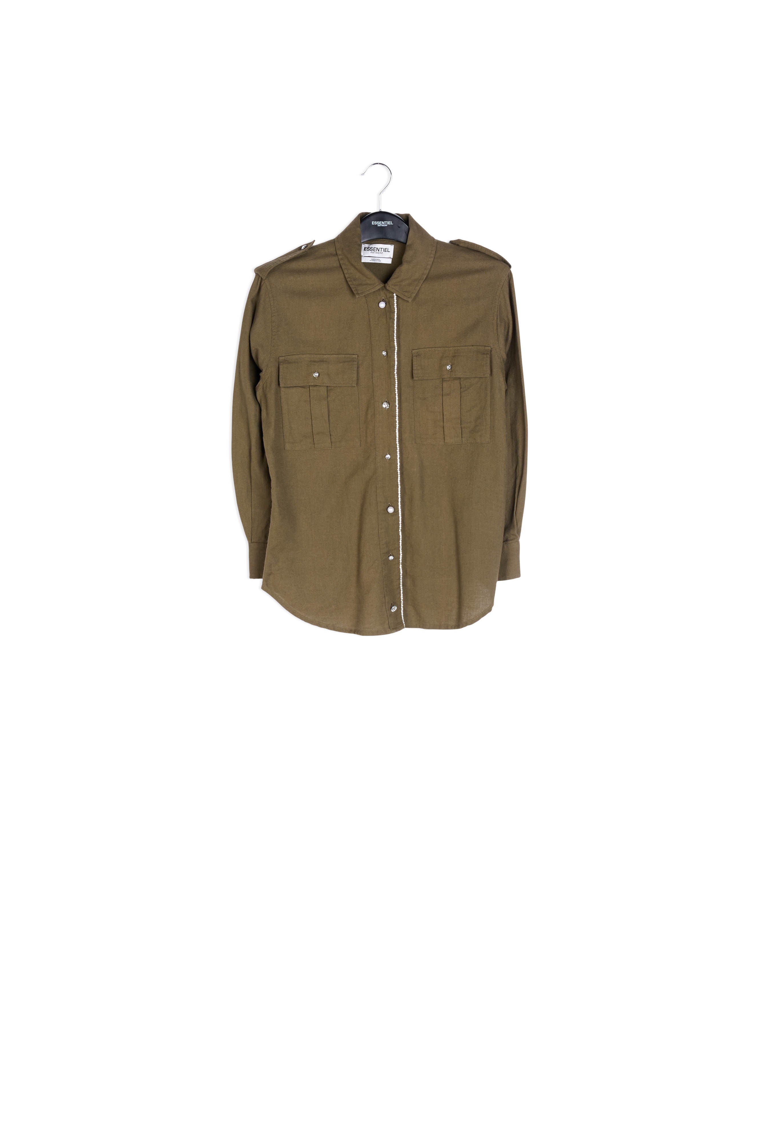 Chemise vert armé en coton mélangé avec strass RE—SSENTIEL | Essentiel second hand