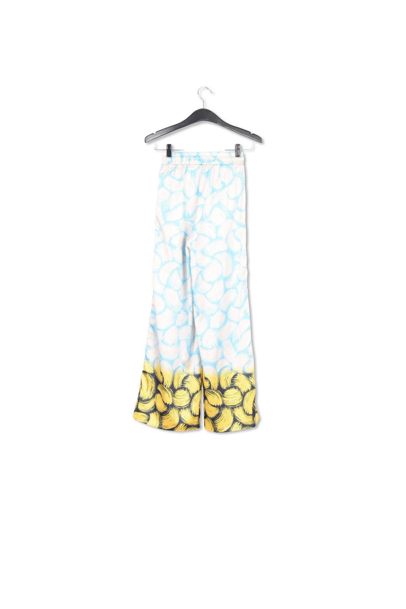 Blue, off-white and yellow abstract-print wide-leg pants RE—SSENTIEL | Essentiel second hand
