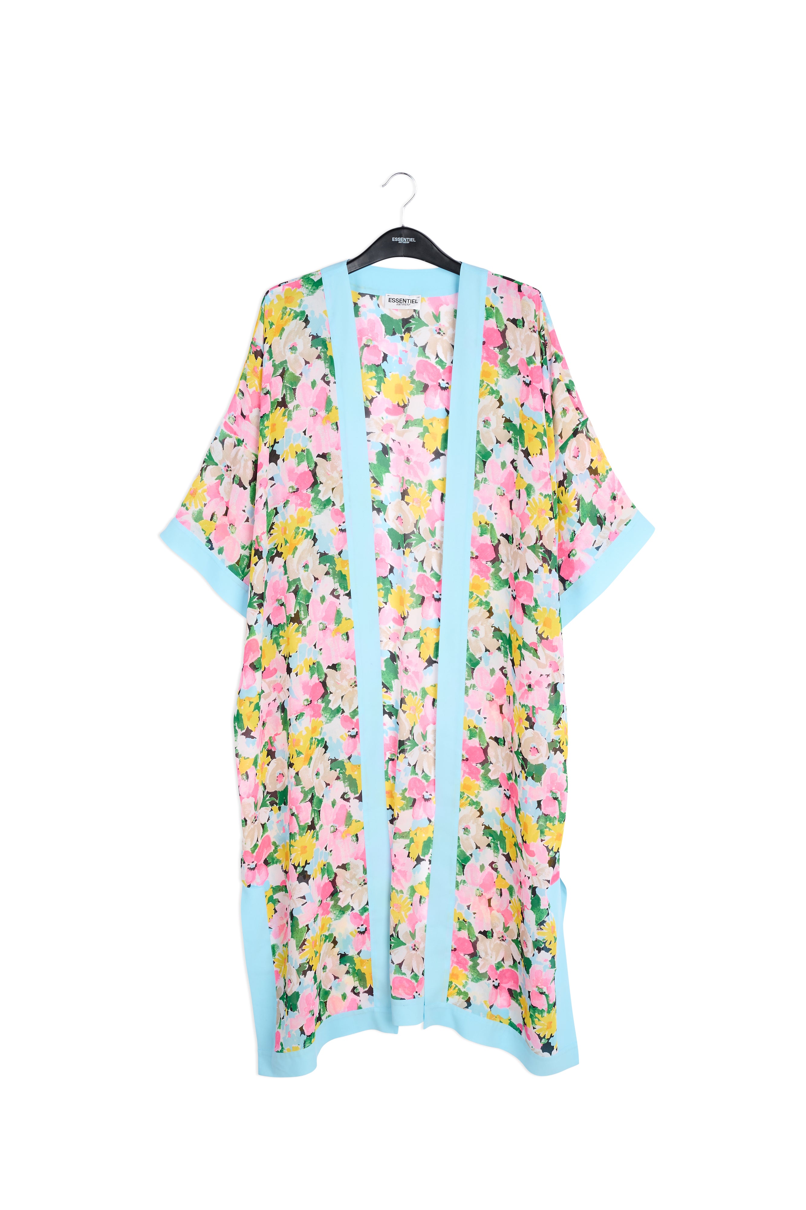 Light blue, pink and green floral kimono RE—SSENTIEL | Essentiel second hand