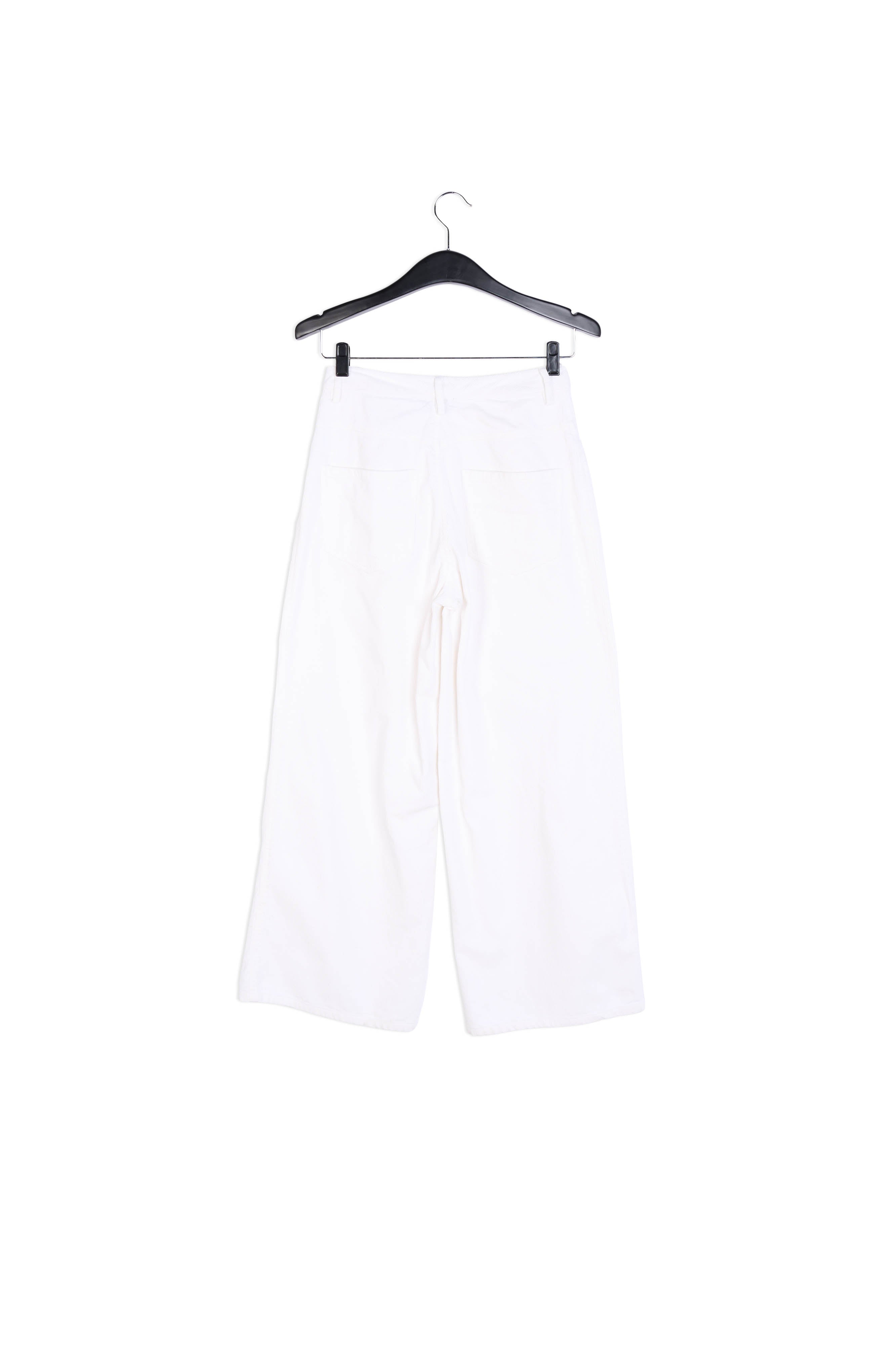 Gebroken witte, ribfluwelen broek met brede 7/8ste pijpen RE—SSENTIEL | Essentiel second hand