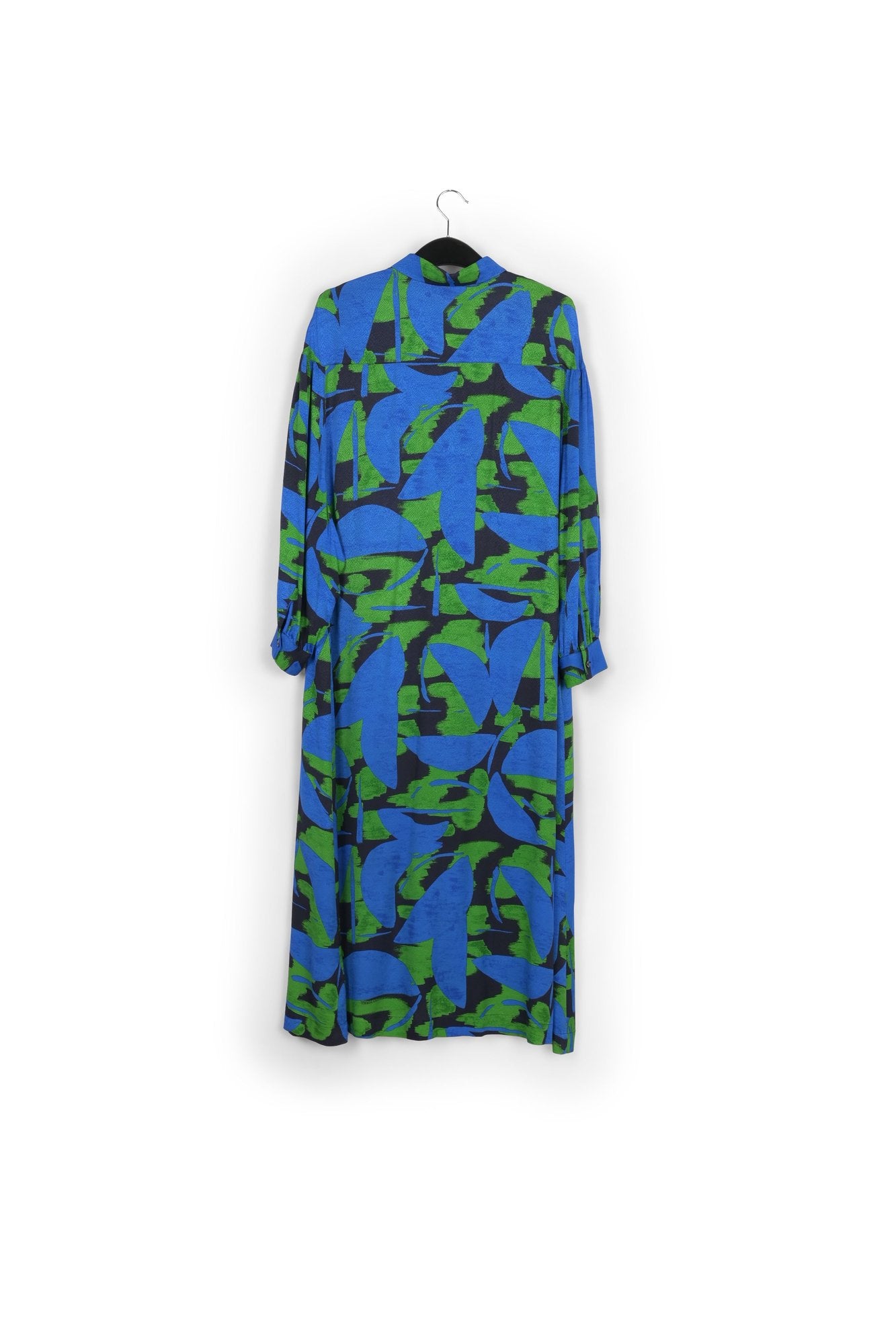 Blue, black and green abstract print midi dress RE—SSENTIEL | Essentiel second hand