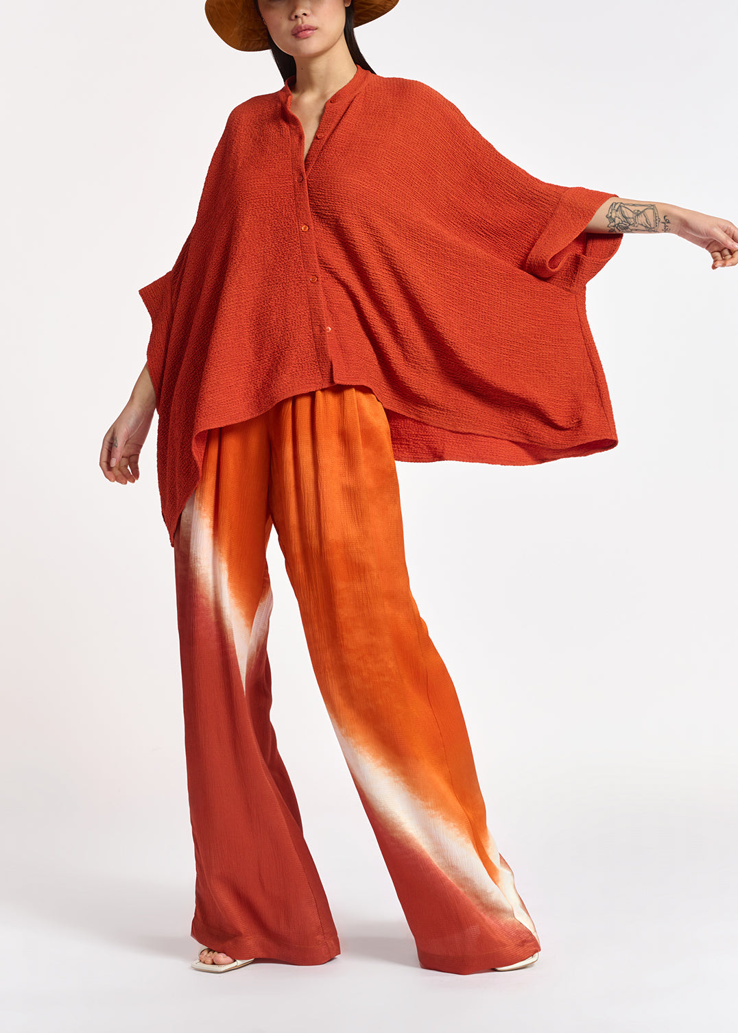 Orange wide-leg tie-dye pants RE—SSENTIEL | Essentiel second hand