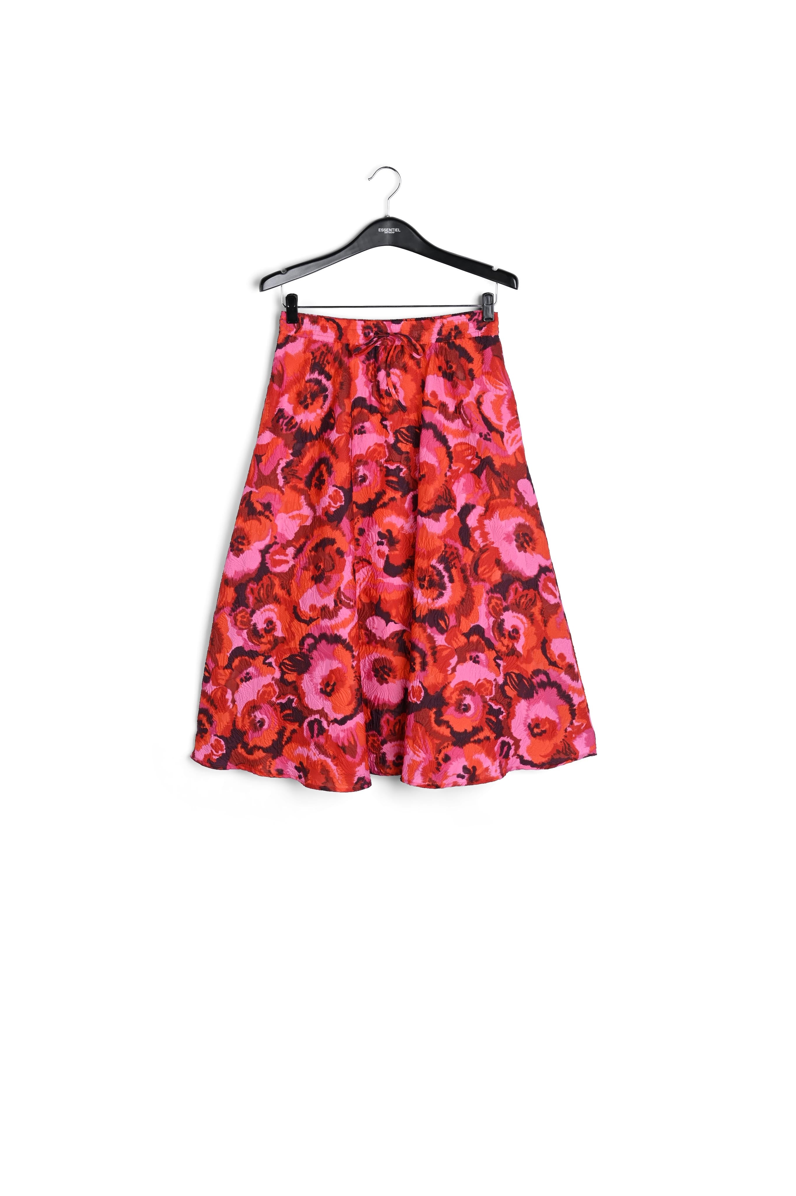 Pink, red and purple floral-jacquard midi skirt RE—SSENTIEL | Essentiel second hand