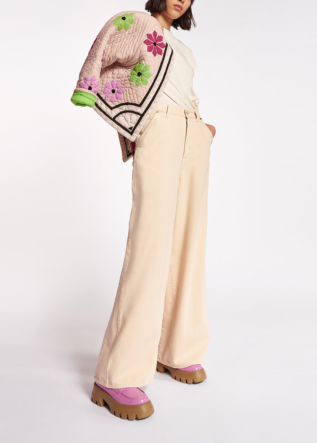 Ecru denim wide-leg jeans RE—SSENTIEL | Essentiel second hand