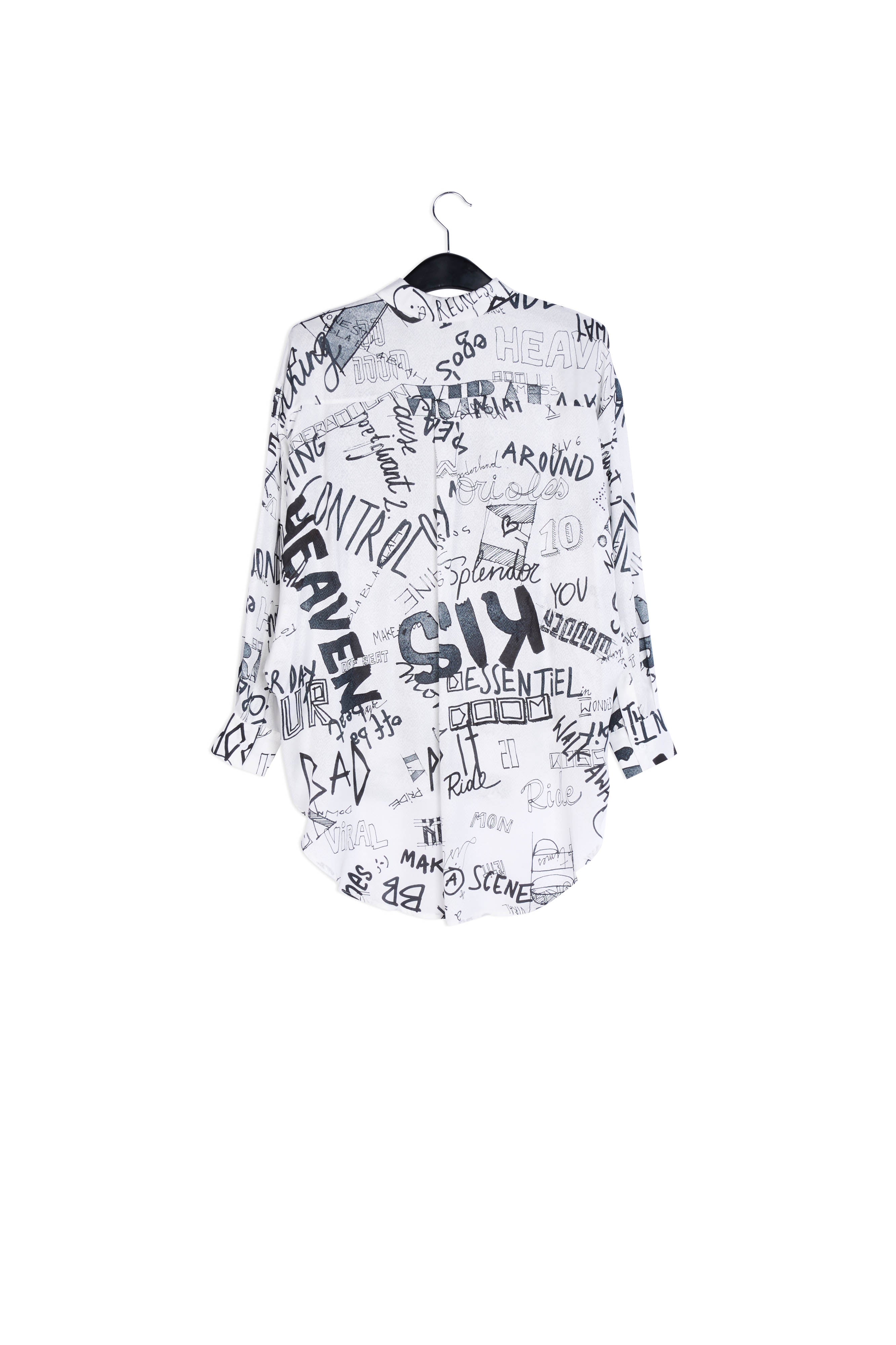 Off-white and black graffiti-print shirt RE—SSENTIEL | Essentiel second hand