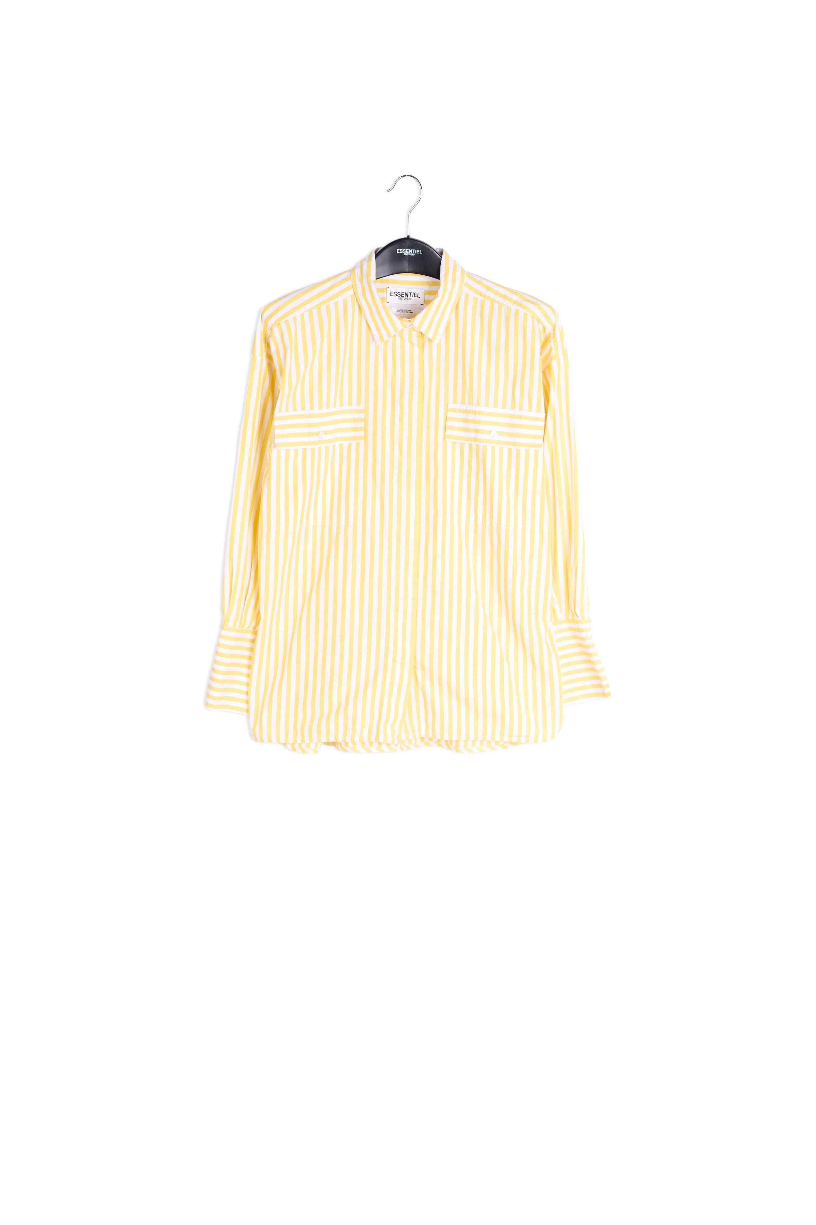 White and yellow striped oversized cotton shirt RE—SSENTIEL | Essentiel second hand