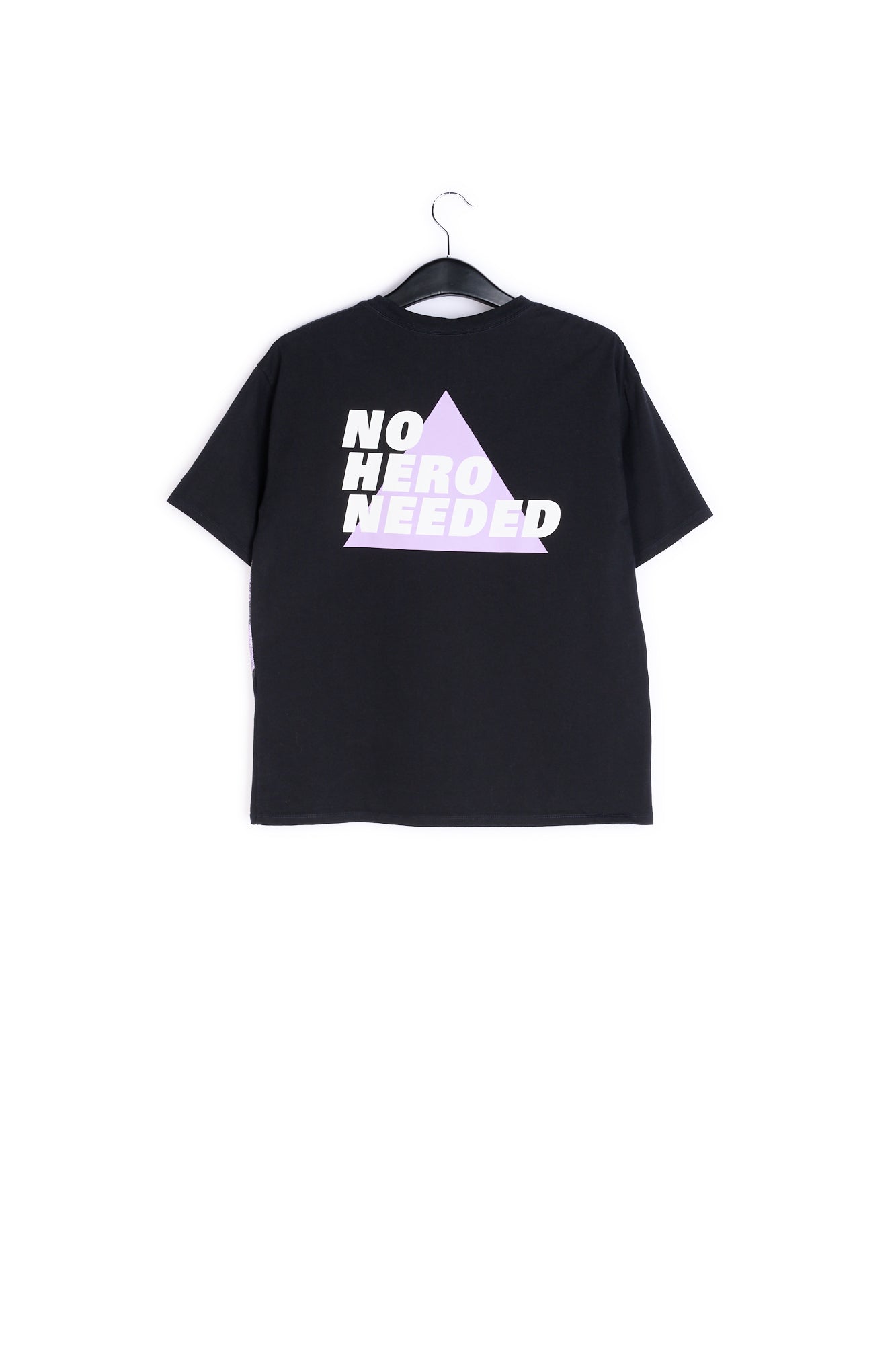 Black cotton 'No hero needed' T-shirt RE—SSENTIEL | Essentiel second hand