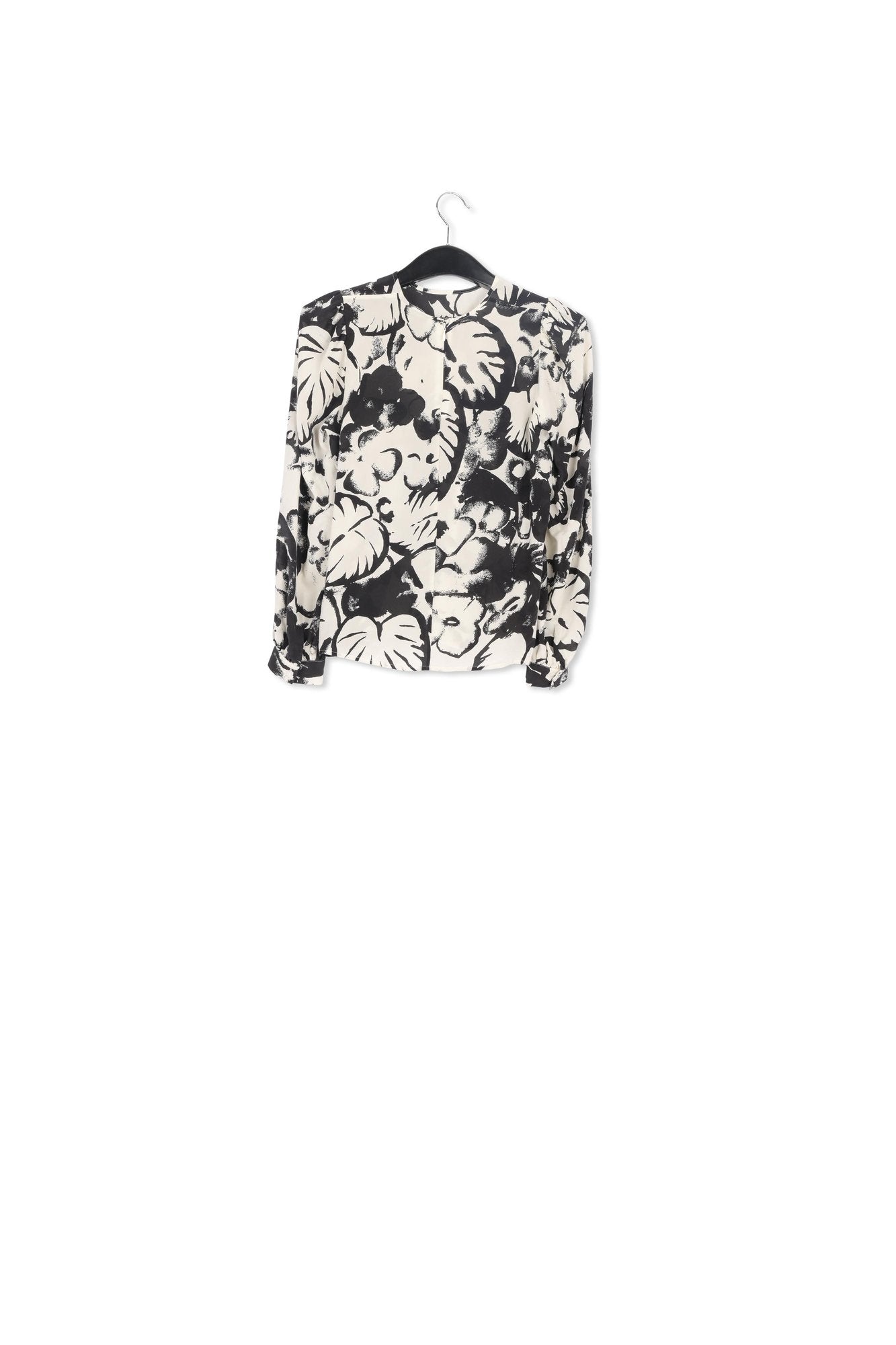 Gebroken witte zijden blouse met botanische print RE—SSENTIEL | Essentiel second hand