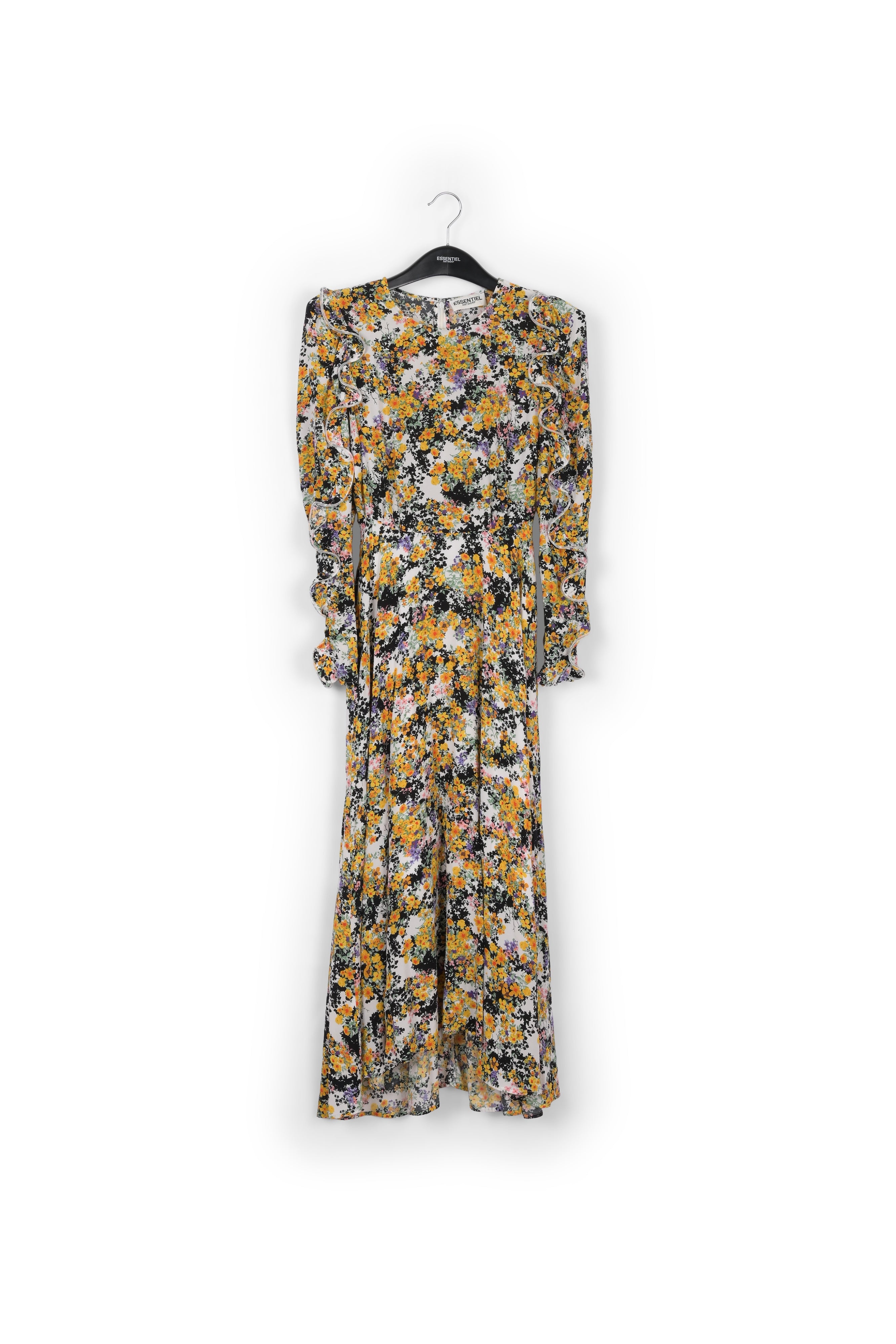 Off-white ruffled floral-print maxi dress RE—SSENTIEL | Essentiel second hand