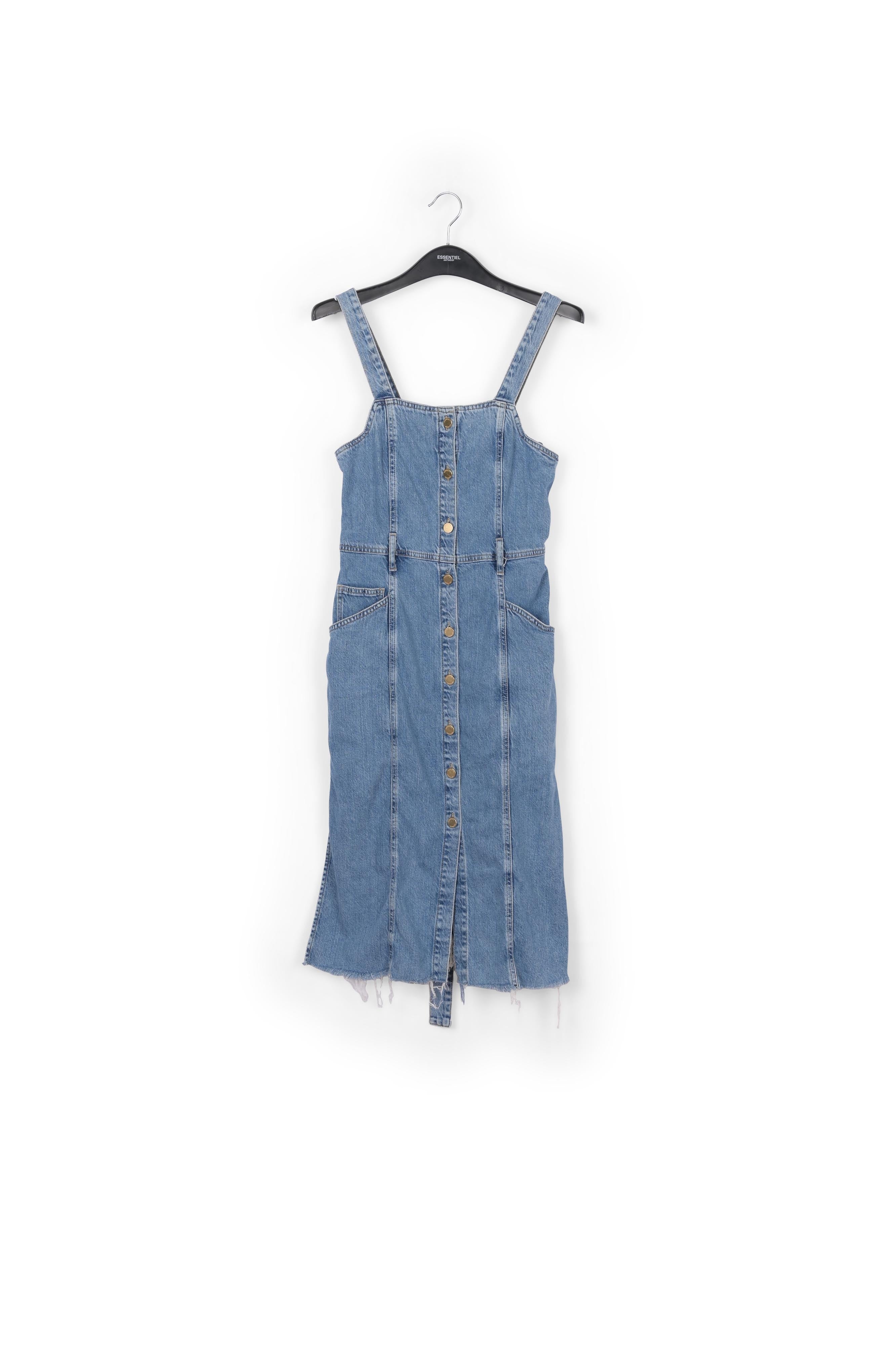 Dark blue belted denim mini dress RE—SSENTIEL | Essentiel second hand