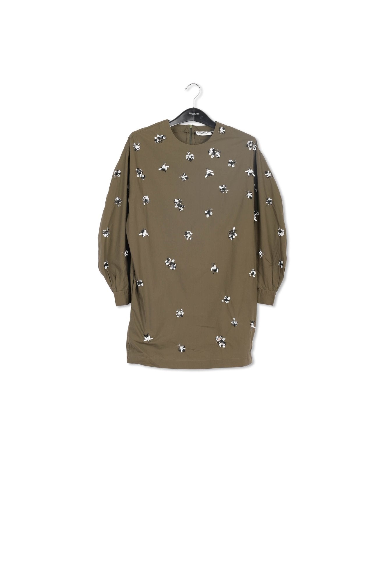 Robe kaki en coton popeline à  paillettes RE—SSENTIEL | Essentiel second hand