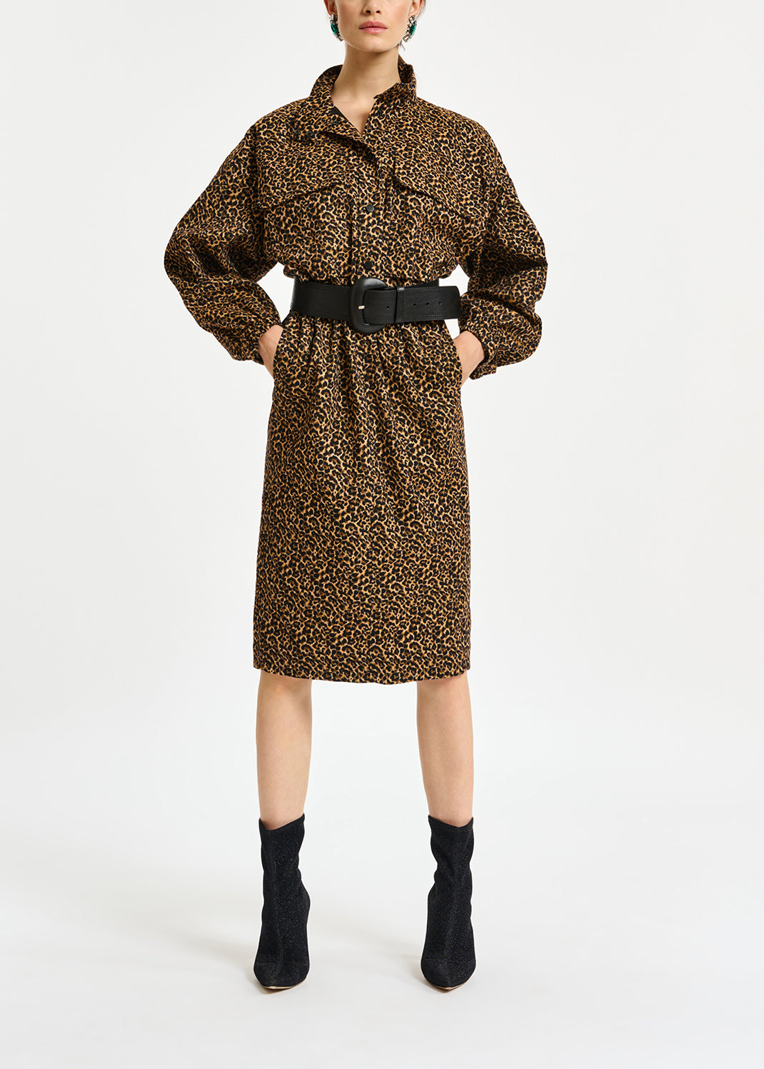 Jacquard knee-length dress with leopard motif RE—SSENTIEL | Essentiel second hand