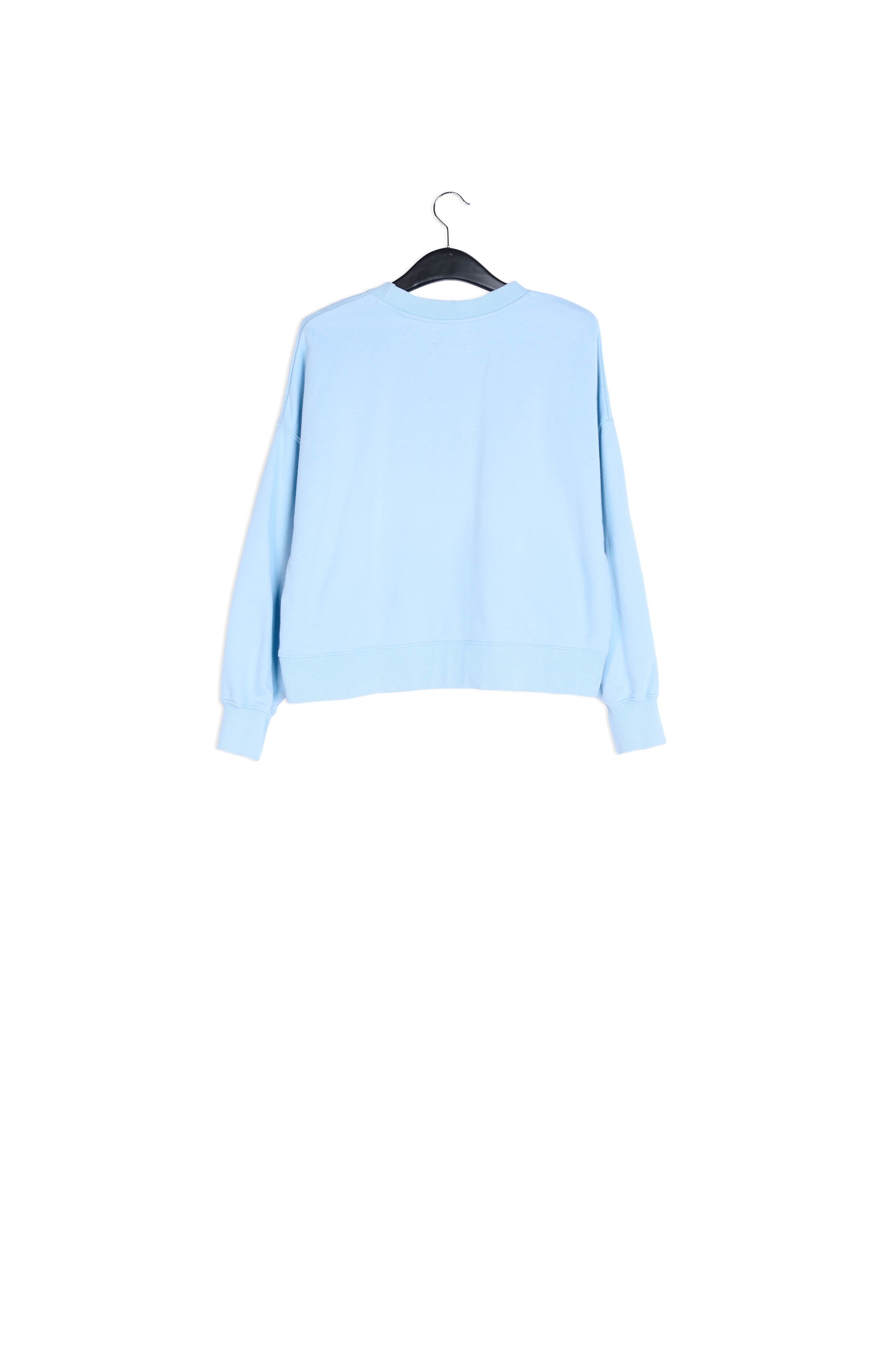 Sky blue cotton-jersey sweatshirt with 'riot' embroidery RE—SSENTIEL | Essentiel second hand