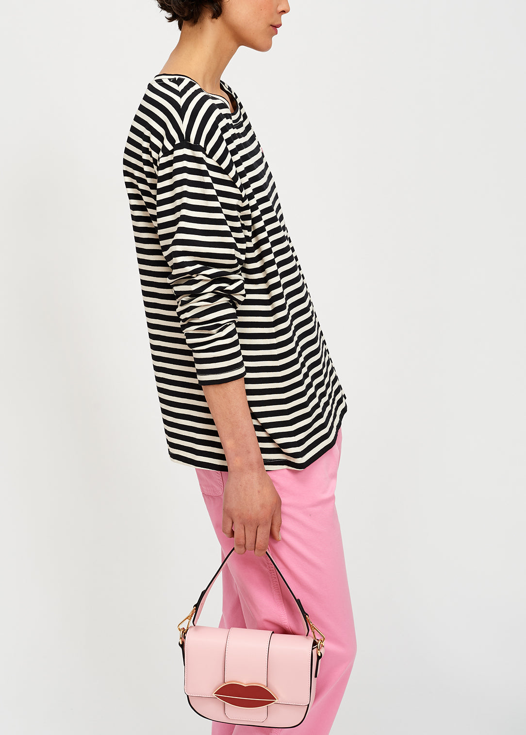 Black and white striped t-shirt with essentiel logo RE—SSENTIEL | Essentiel second hand