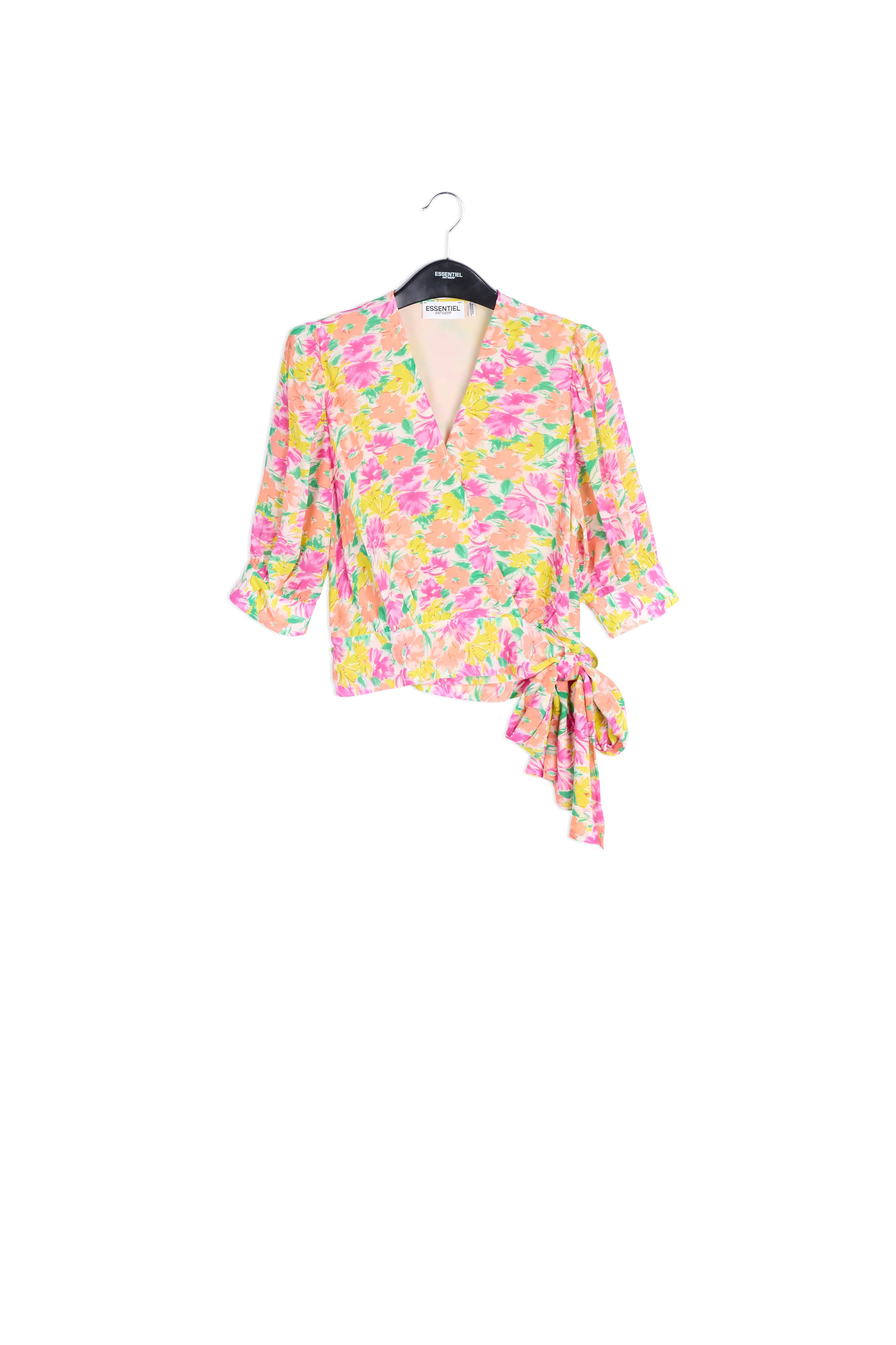 Multicolored floral-print wrap top RE—SSENTIEL | Essentiel second hand