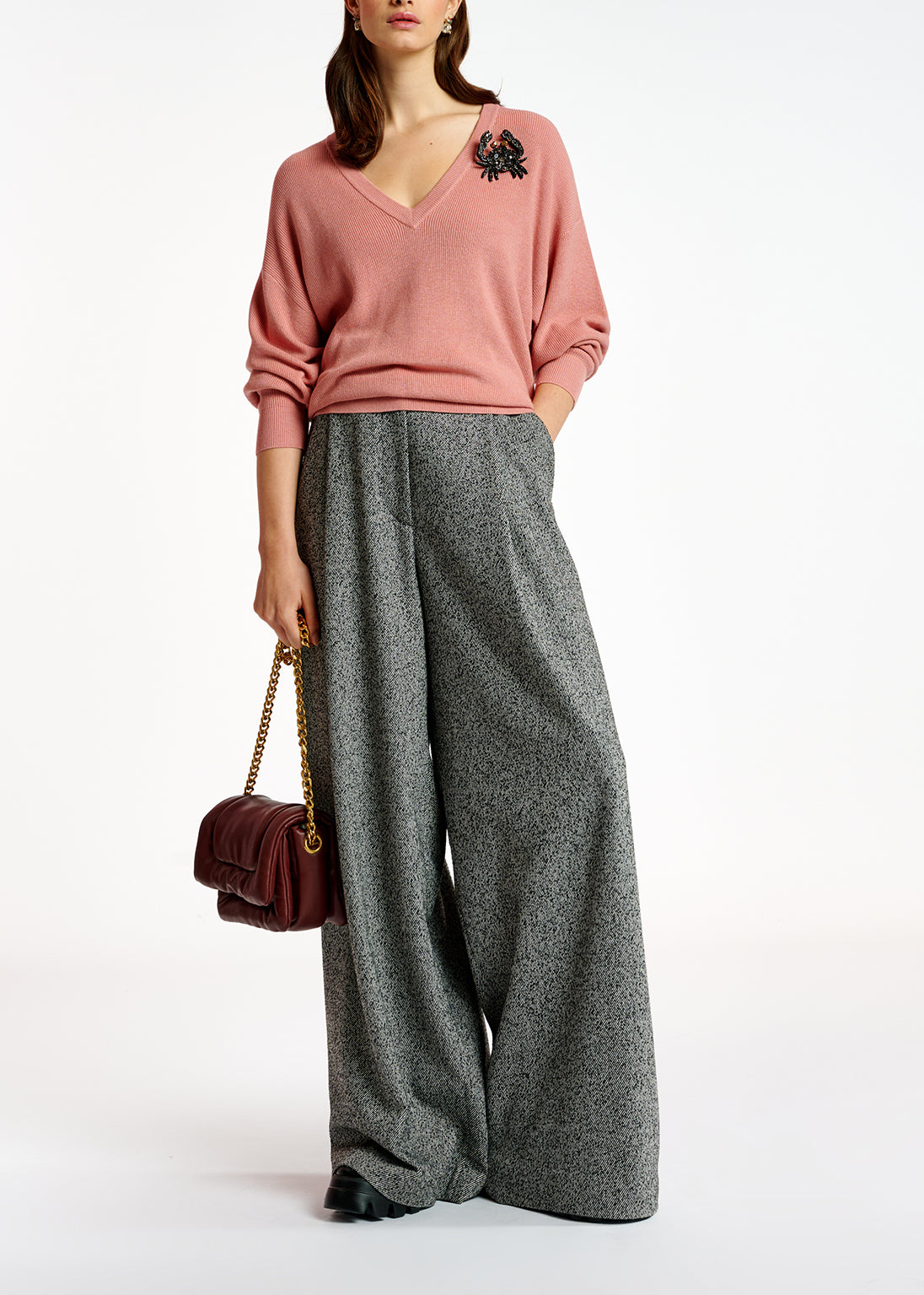 Pink oversized fine-knit sweater RE—SSENTIEL | Essentiel second hand