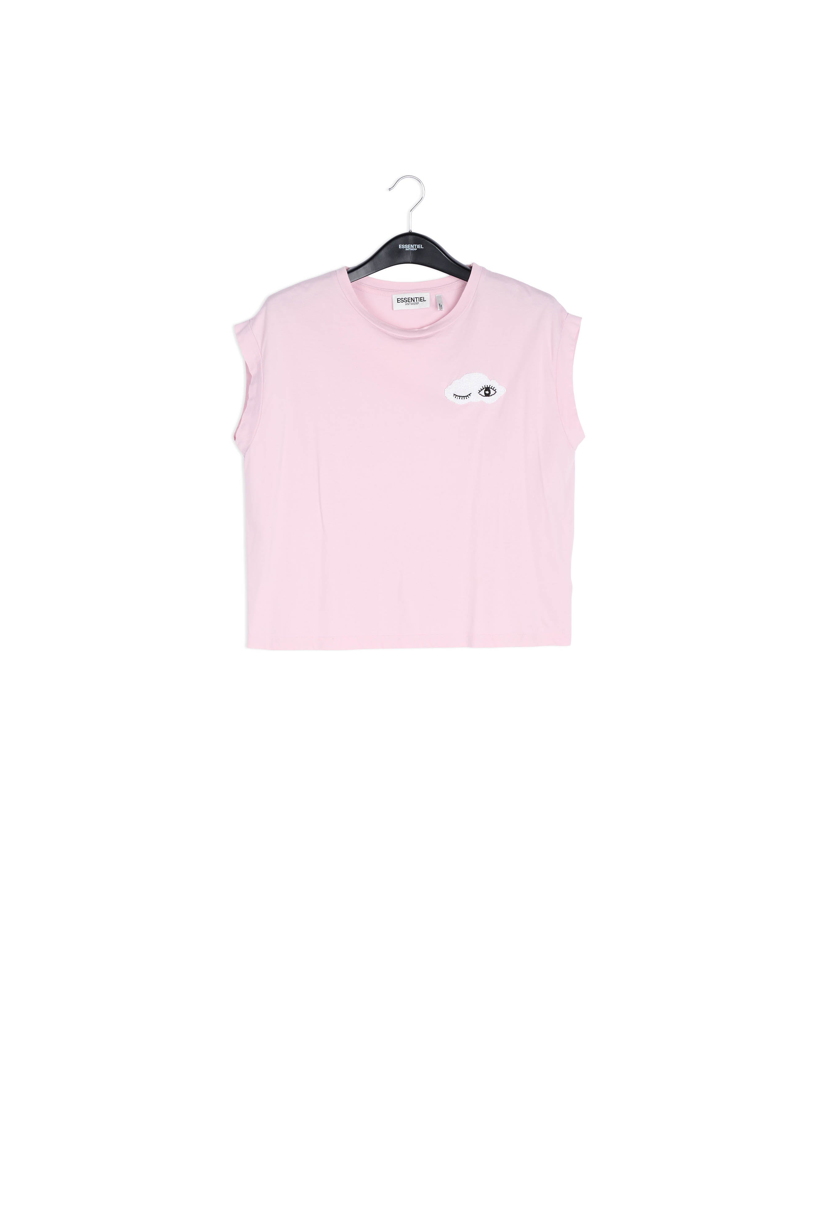 Lilac cotton t-shirt with bead embroidery detail RE—SSENTIEL | Essentiel second hand