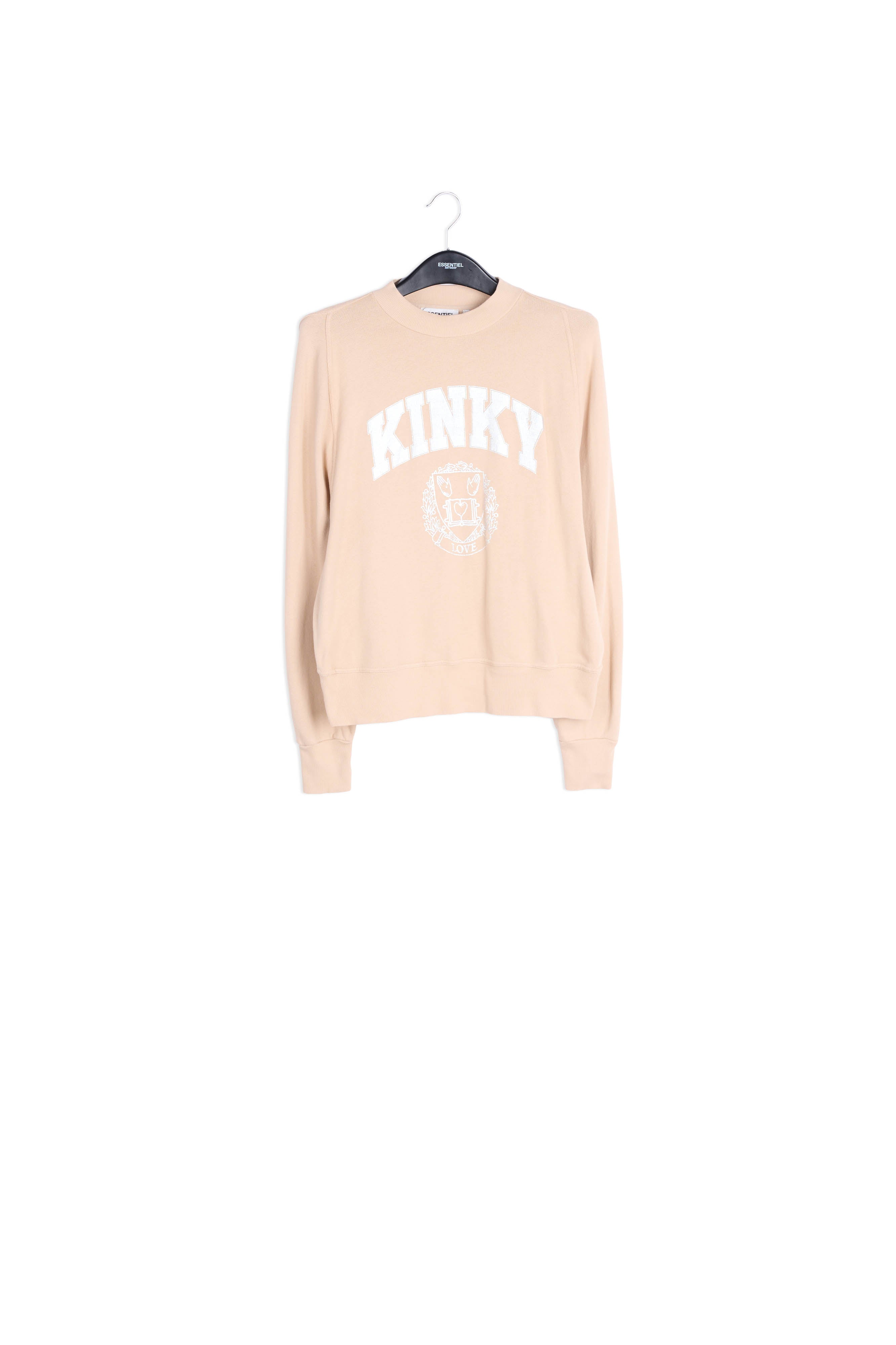 Sweatshirt blanc cassé en jersey de coton à imprimé varsity métallisé RE—SSENTIEL | Essentiel second hand