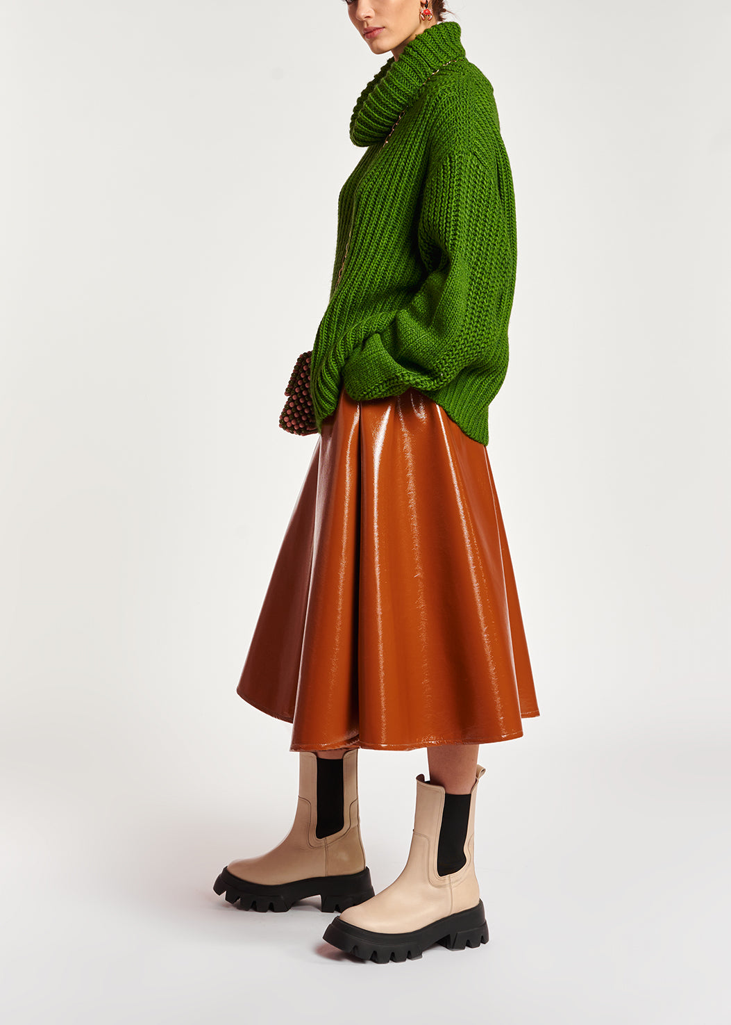 Green chunky ribbed turtleneck sweater RE—SSENTIEL | Essentiel second hand