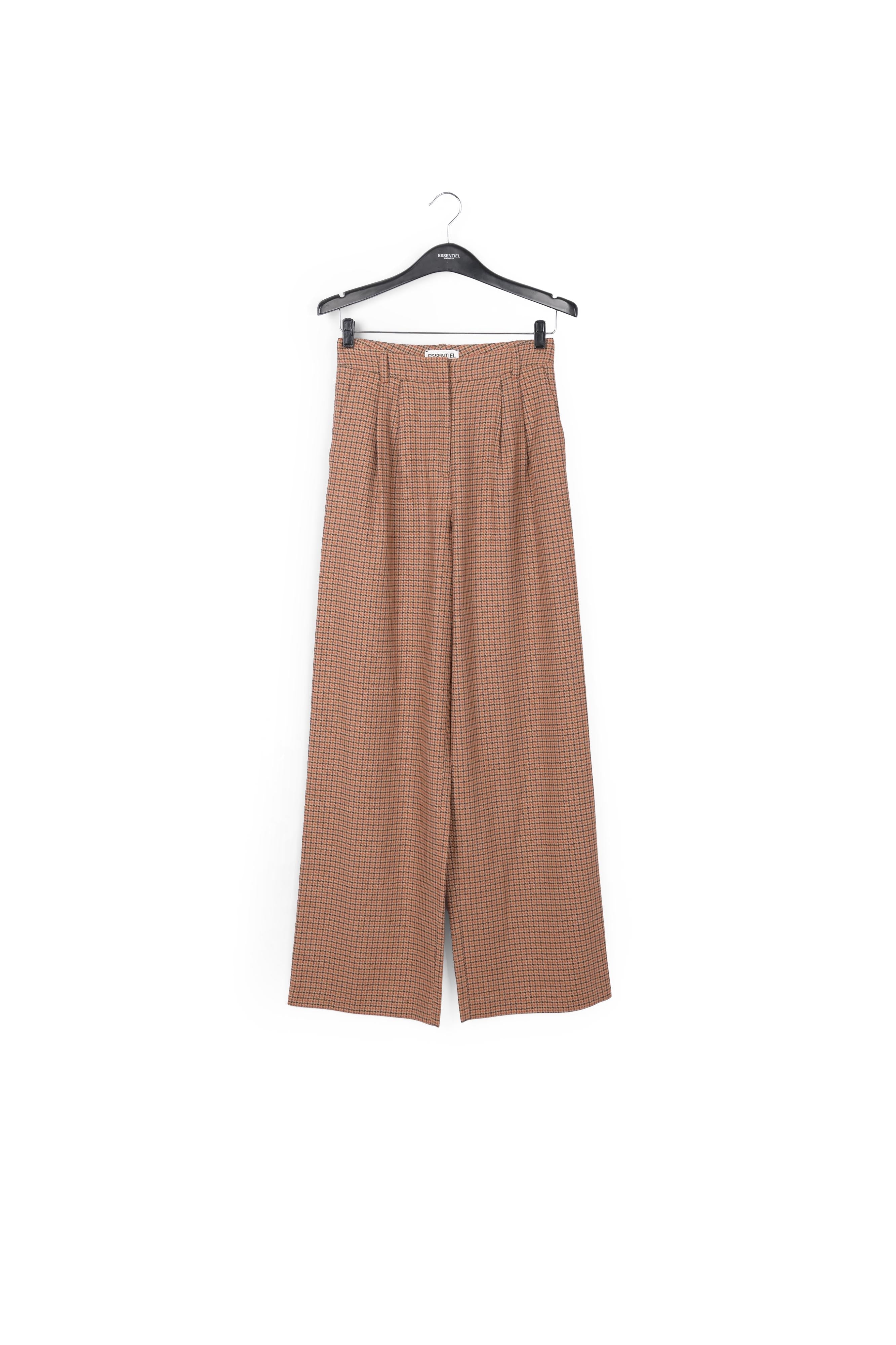 Bruine ruitjesbroek met wijde pijpen RE—SSENTIEL | Essentiel second hand