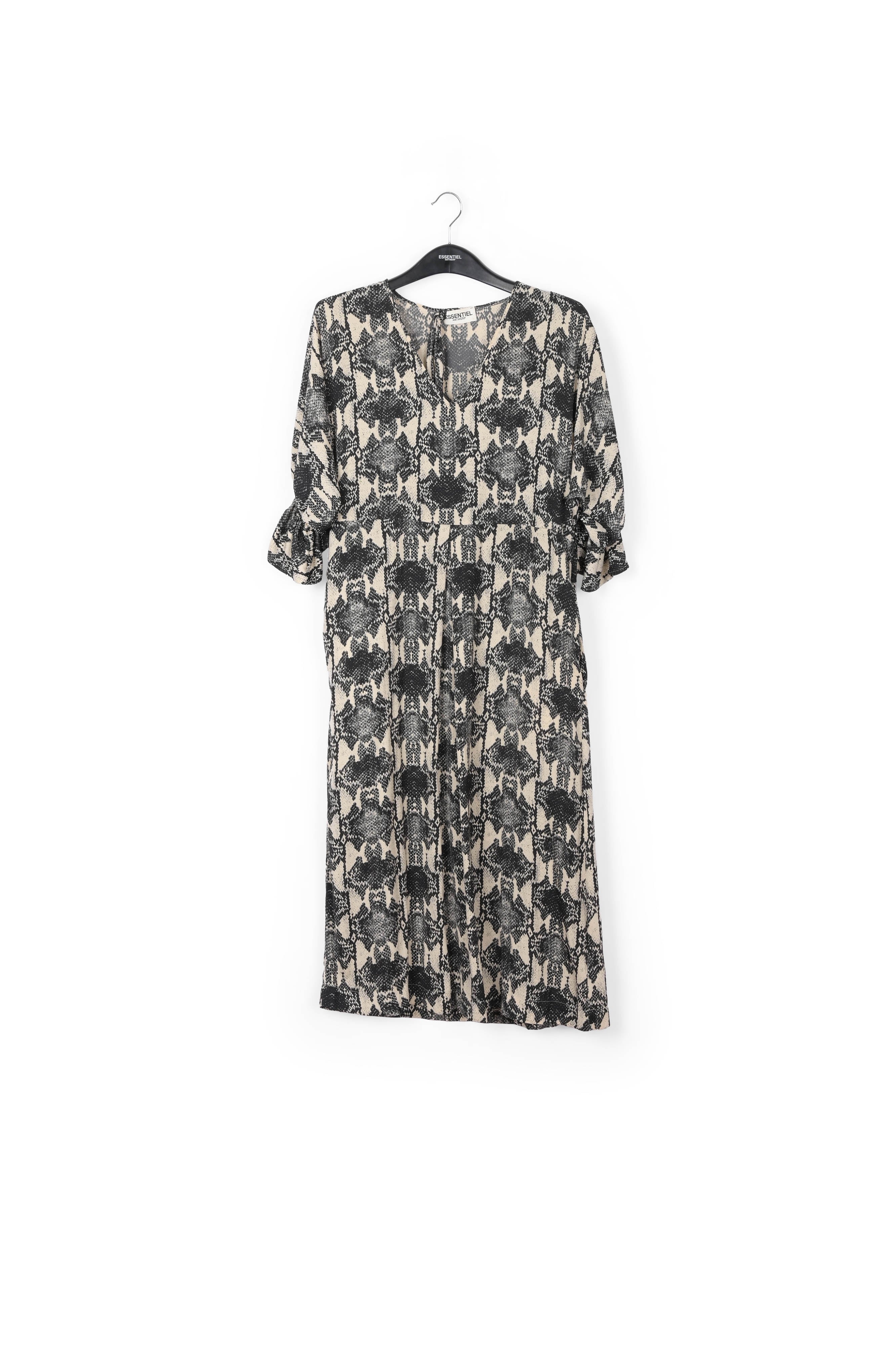 Robe midi ceinturée écrue à imprimé serpent RE—SSENTIEL | Essentiel second hand