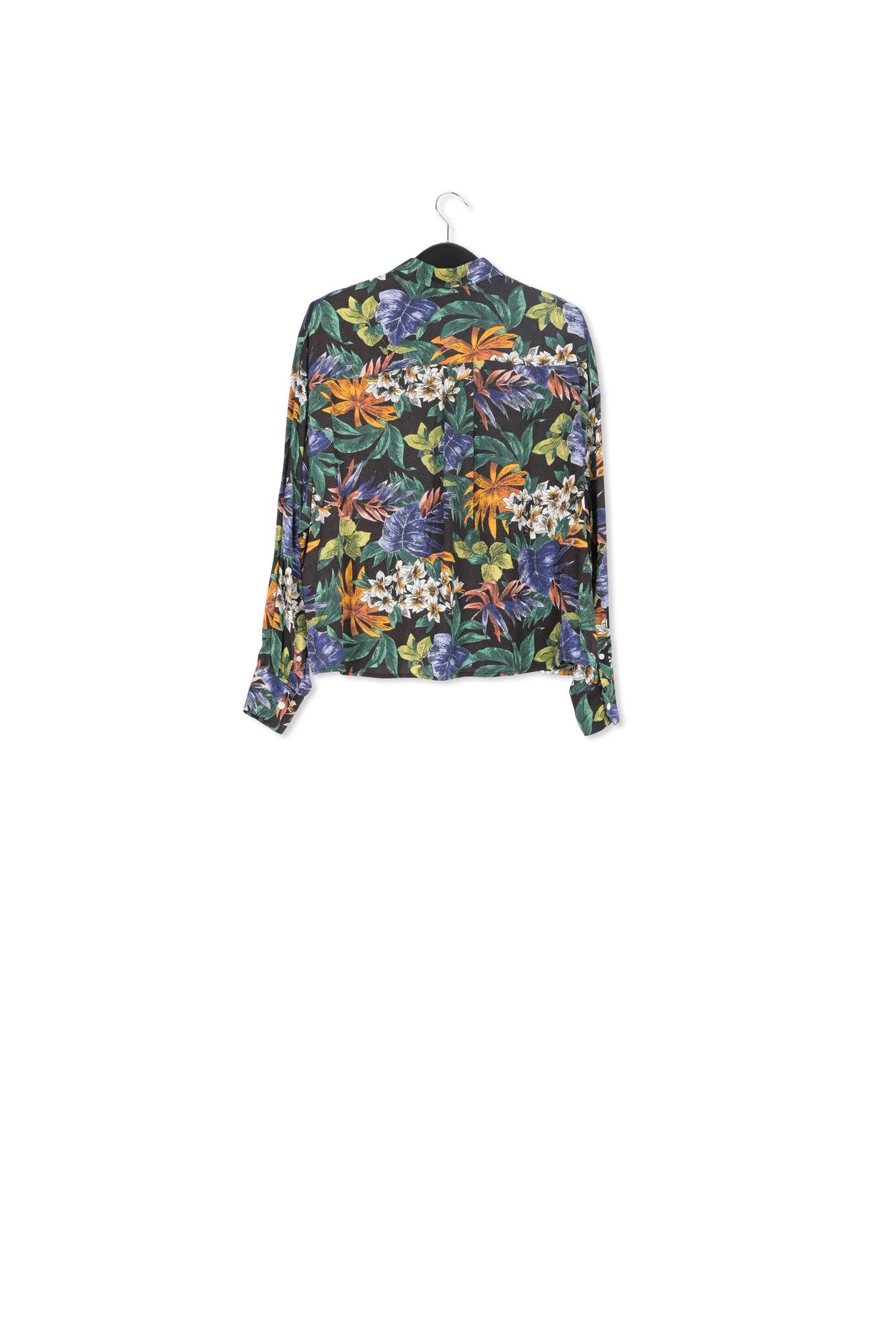 Chemise noire oversize à  fleurs multicolores RE—SSENTIEL | Essentiel second hand