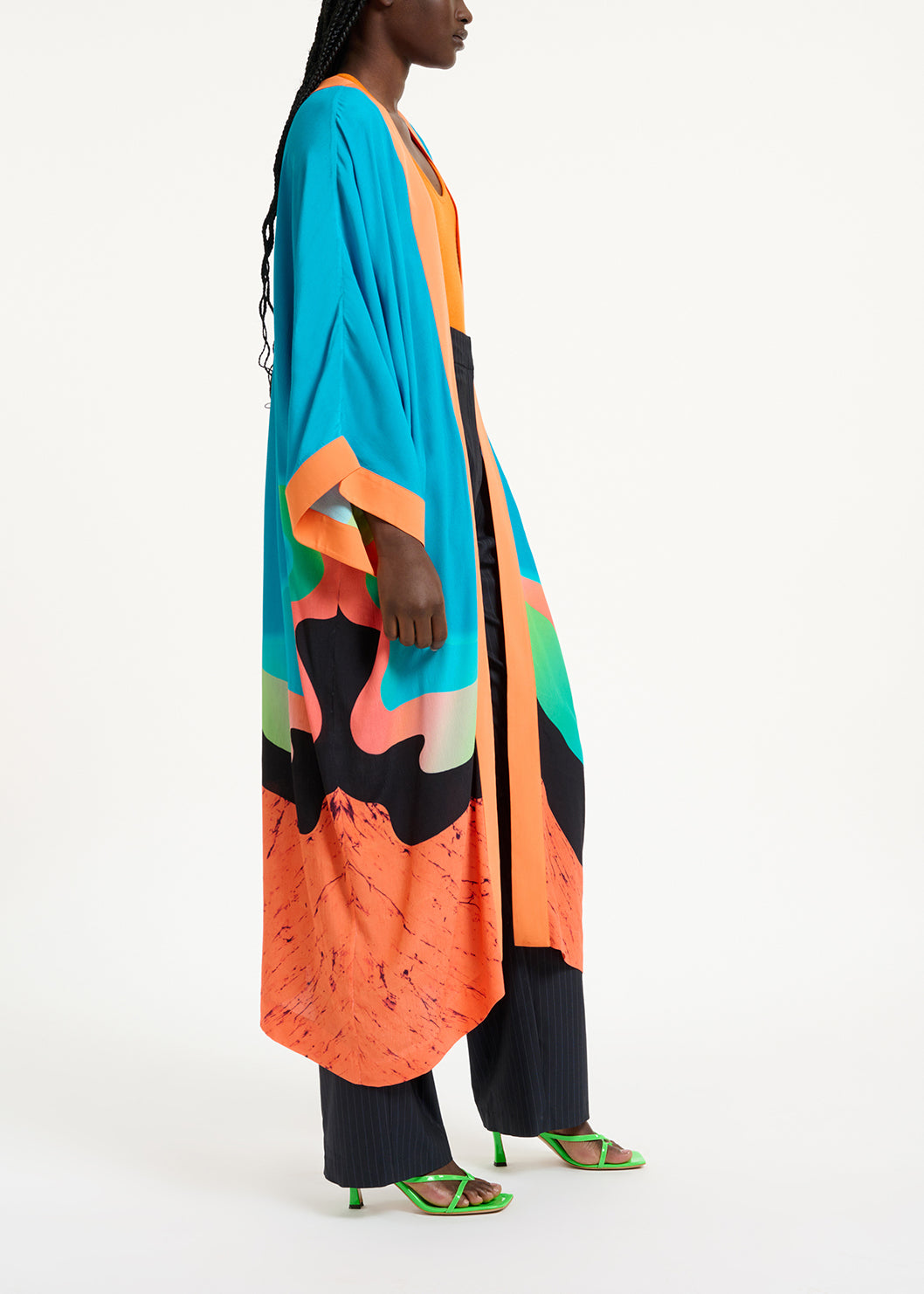 Blue kimono with graphic print RE—SSENTIEL | Essentiel second hand