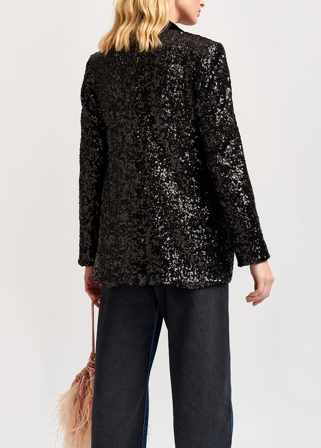 Black sequined double-breasted blazer RE—SSENTIEL | Essentiel second hand