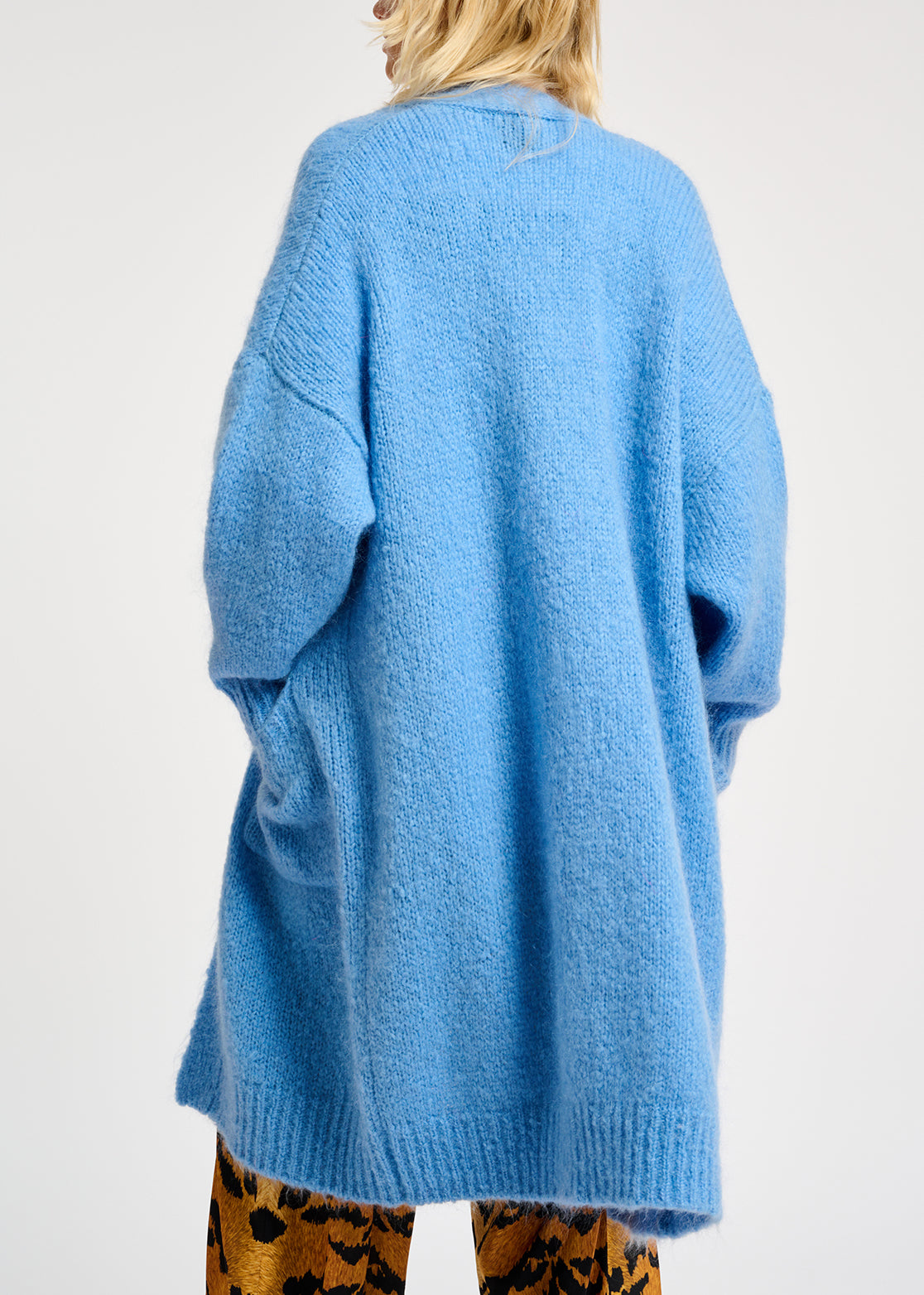 Blue midi-length mohair-blend cardigan RE—SSENTIEL | Essentiel second hand