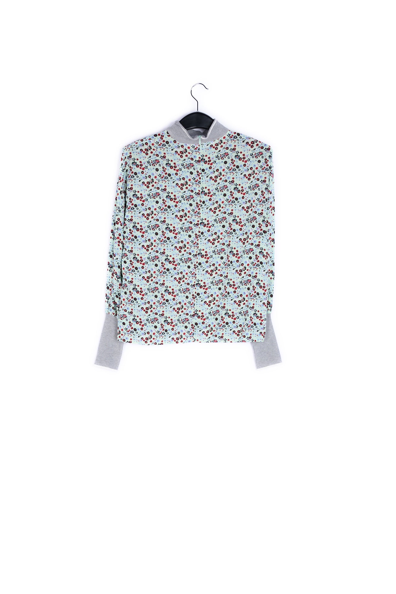 Top vert menthe à fleurs avec bords contrastants RE—SSENTIEL | Essentiel second hand