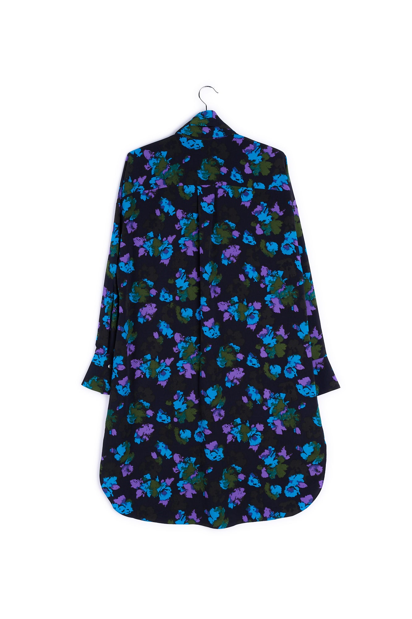 Black and red floral print midi shirt dress RE—SSENTIEL | Essentiel second hand