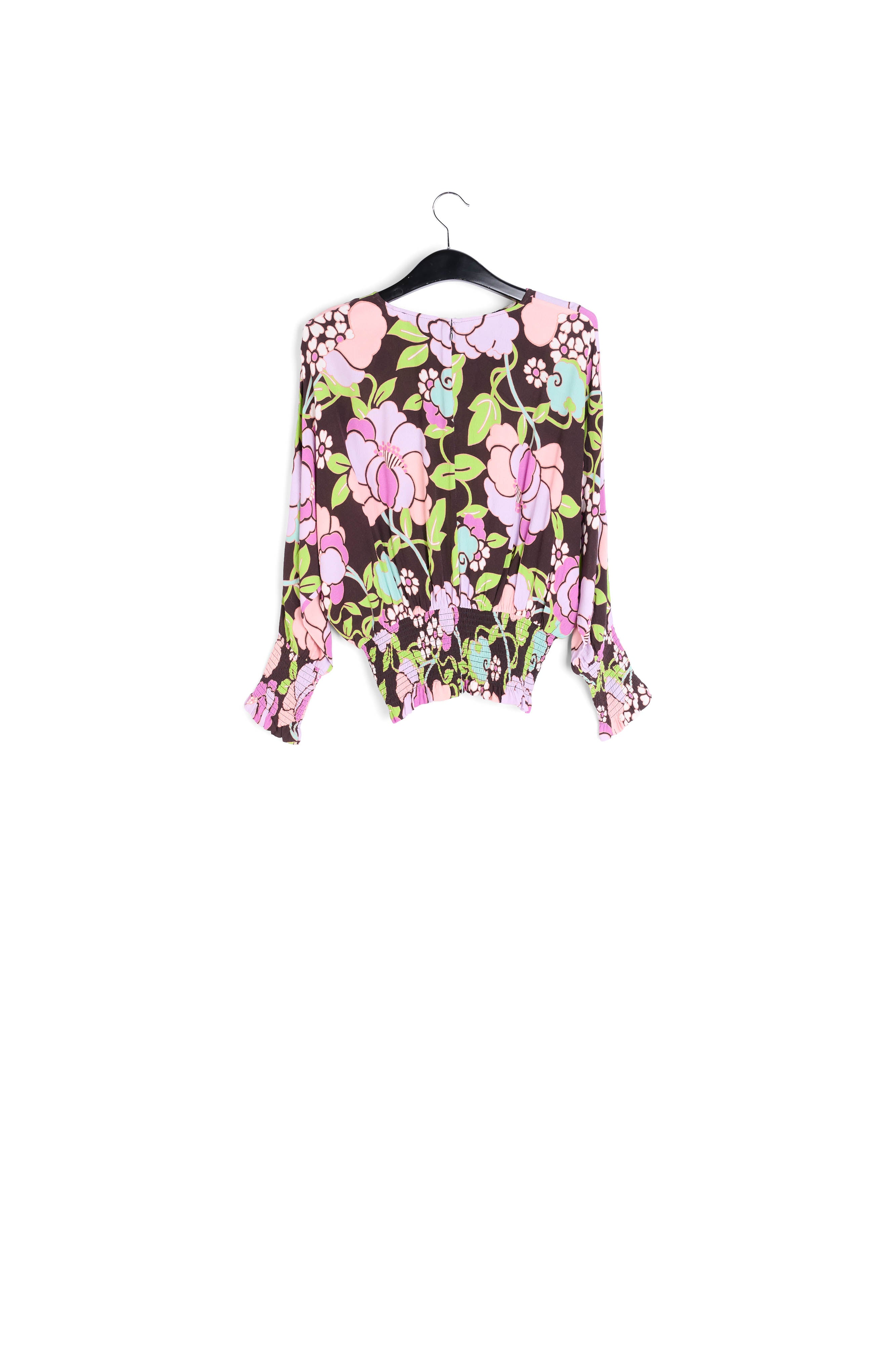 Black smocked top with floral print RE—SSENTIEL | Essentiel second hand
