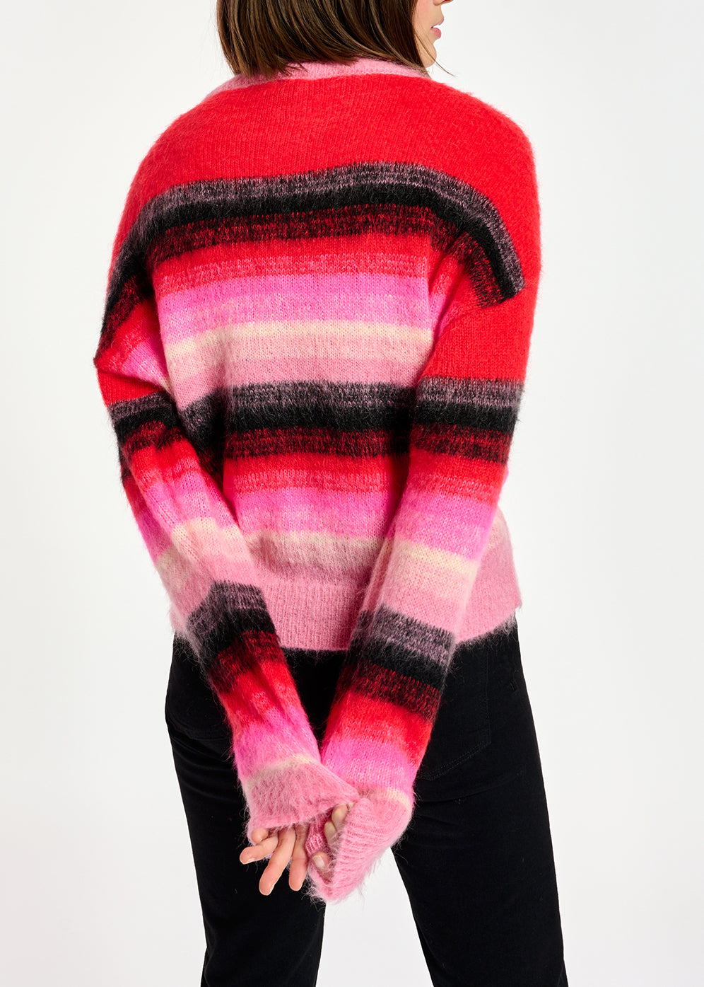 Red, pink and black striped knit sweater RE—SSENTIEL | Essentiel second hand