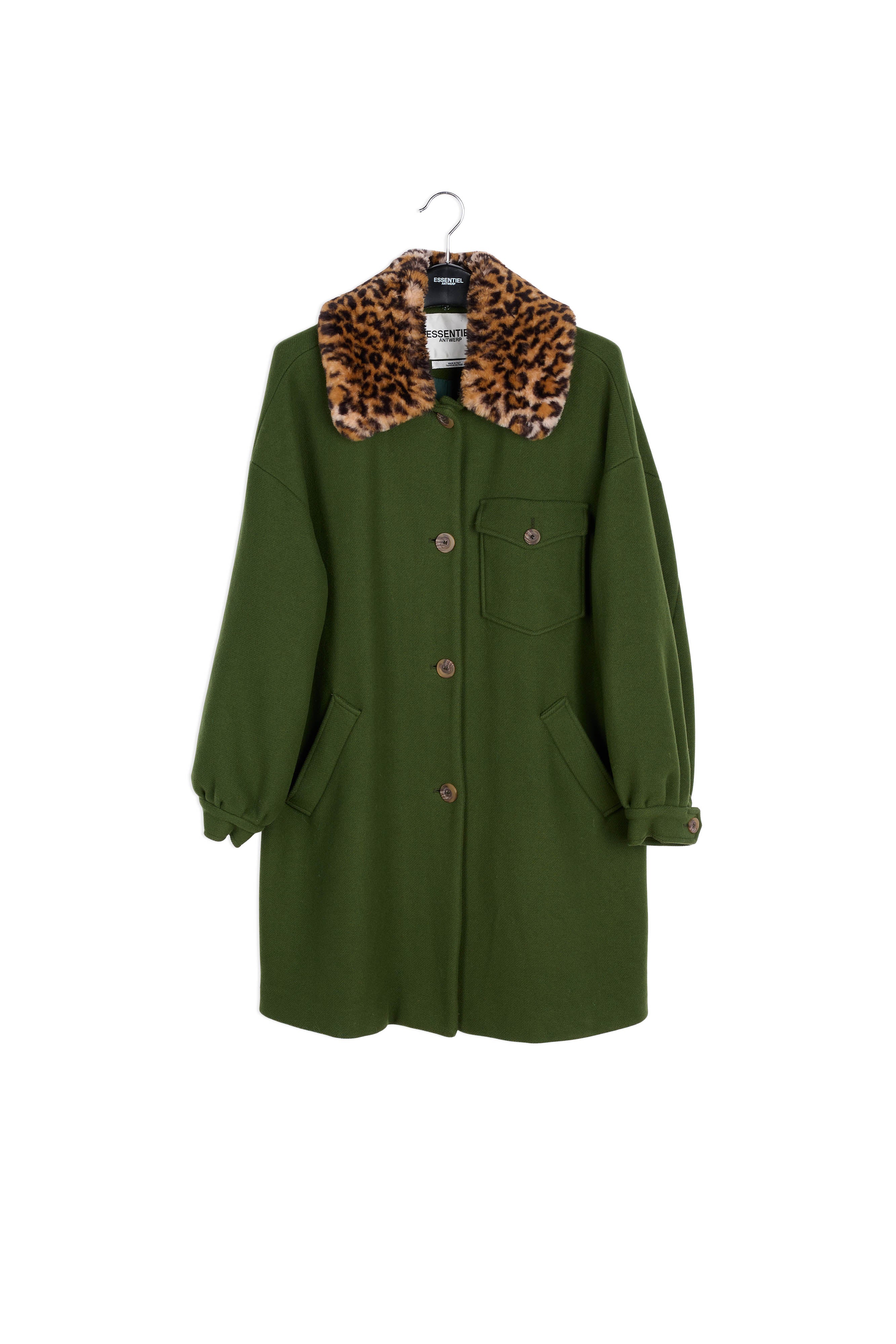 Khaki italian wool blend coat RE—SSENTIEL | Essentiel second hand