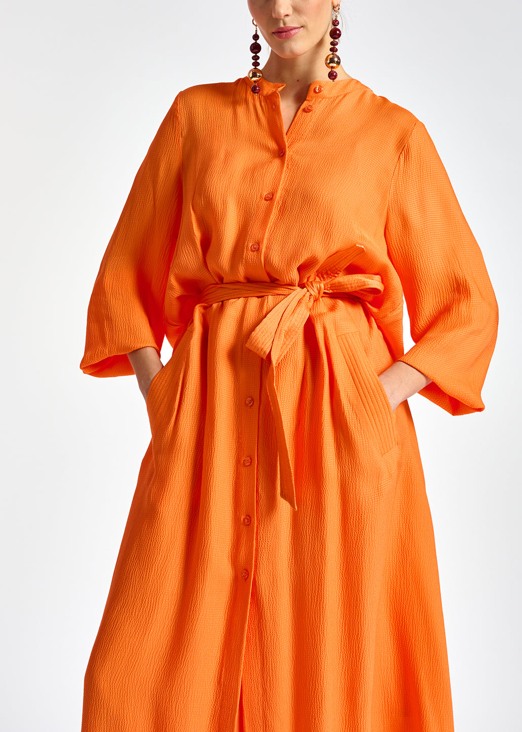 Orange midi-length shirt dress RE—SSENTIEL | Essentiel second hand