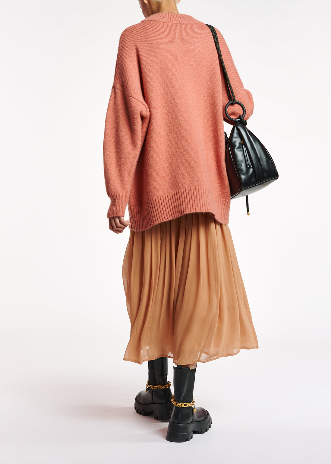 Long loose-fit lime pink sweater RE—SSENTIEL | Essentiel second hand