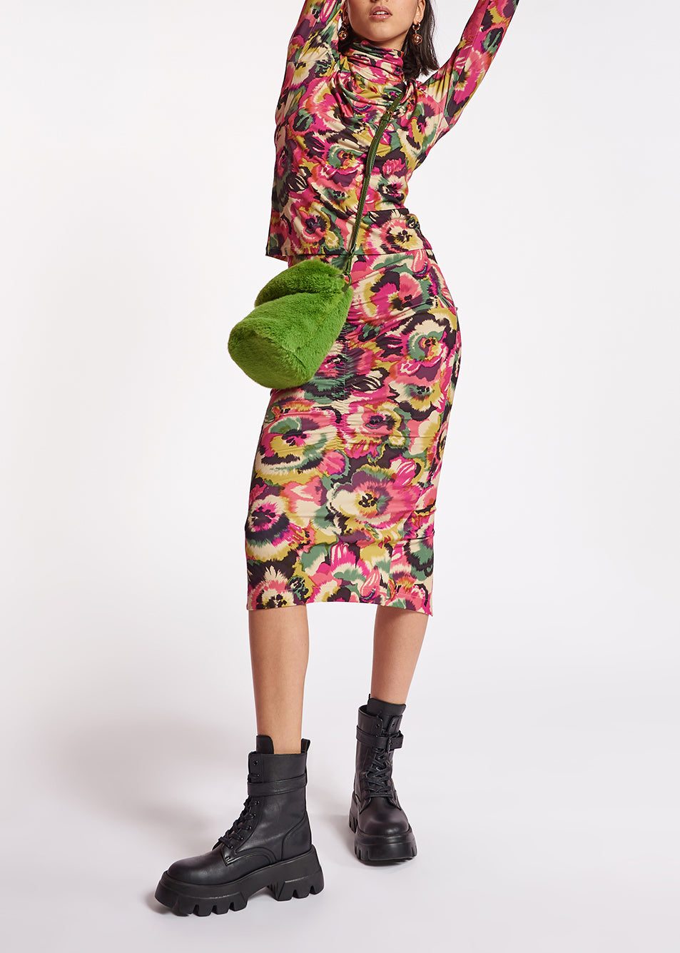 Multicolor floral-print turtleneck top RE—SSENTIEL | Essentiel second hand