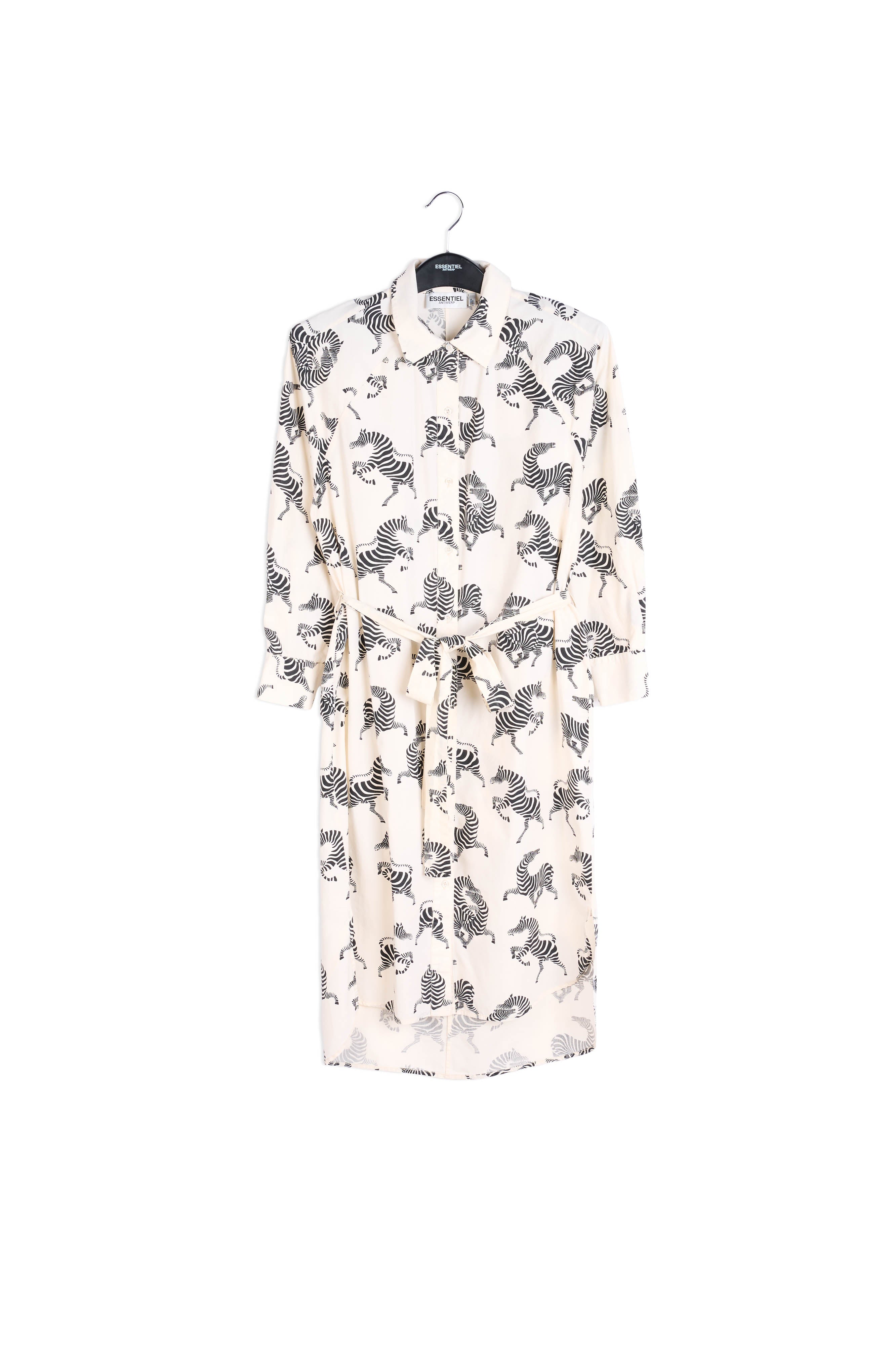 White shirt dress with zebra print RE—SSENTIEL | Essentiel second hand