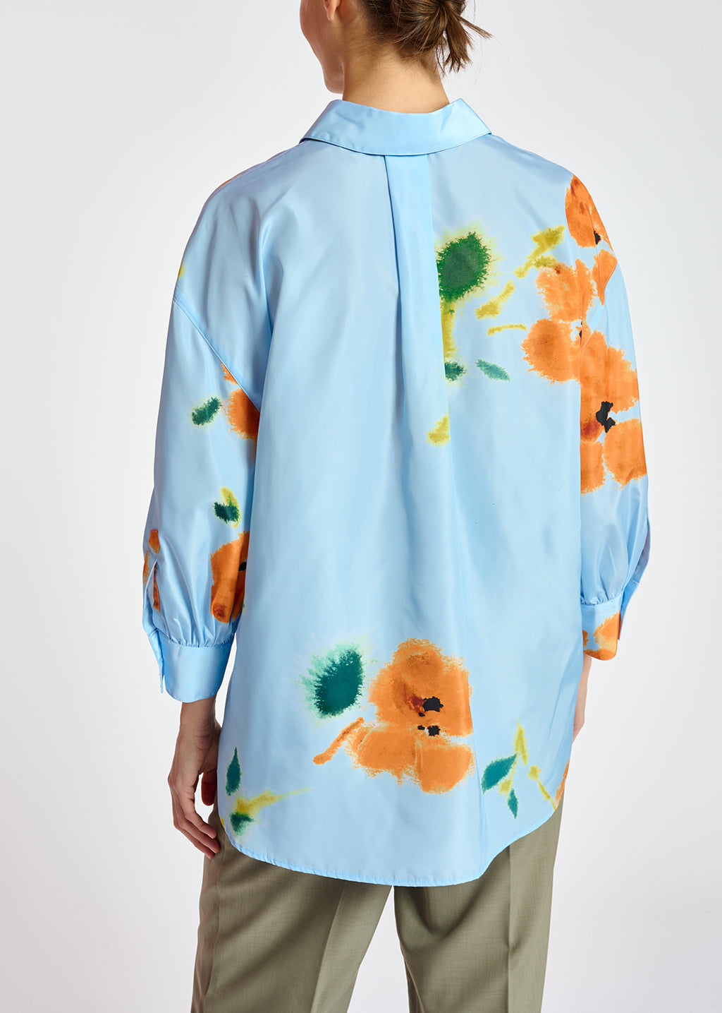 Blue loose-fit shirt with floral print RE—SSENTIEL | Essentiel second hand