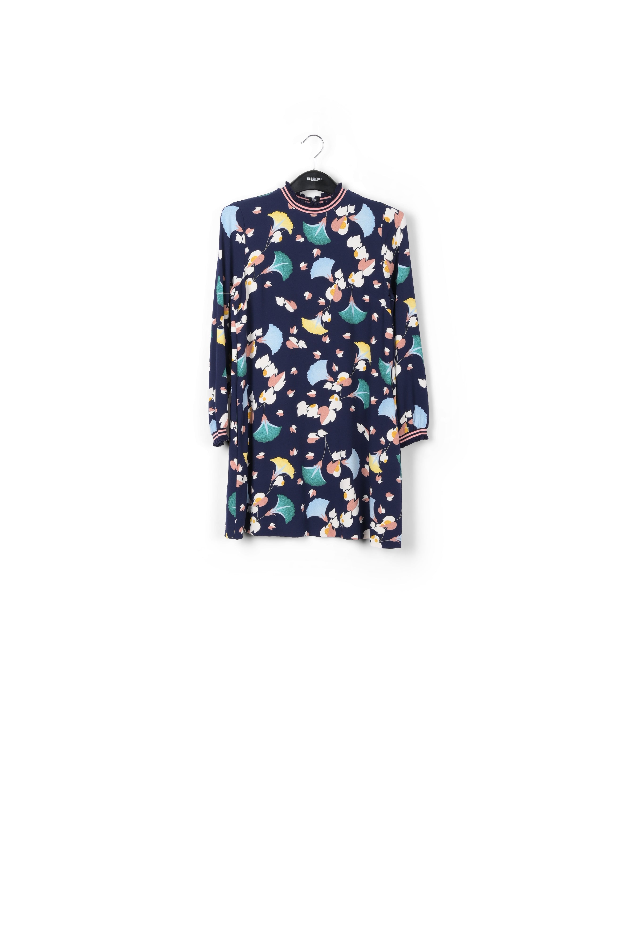 Mini robe florale noire avec ruches RE—SSENTIEL | Essentiel second hand
