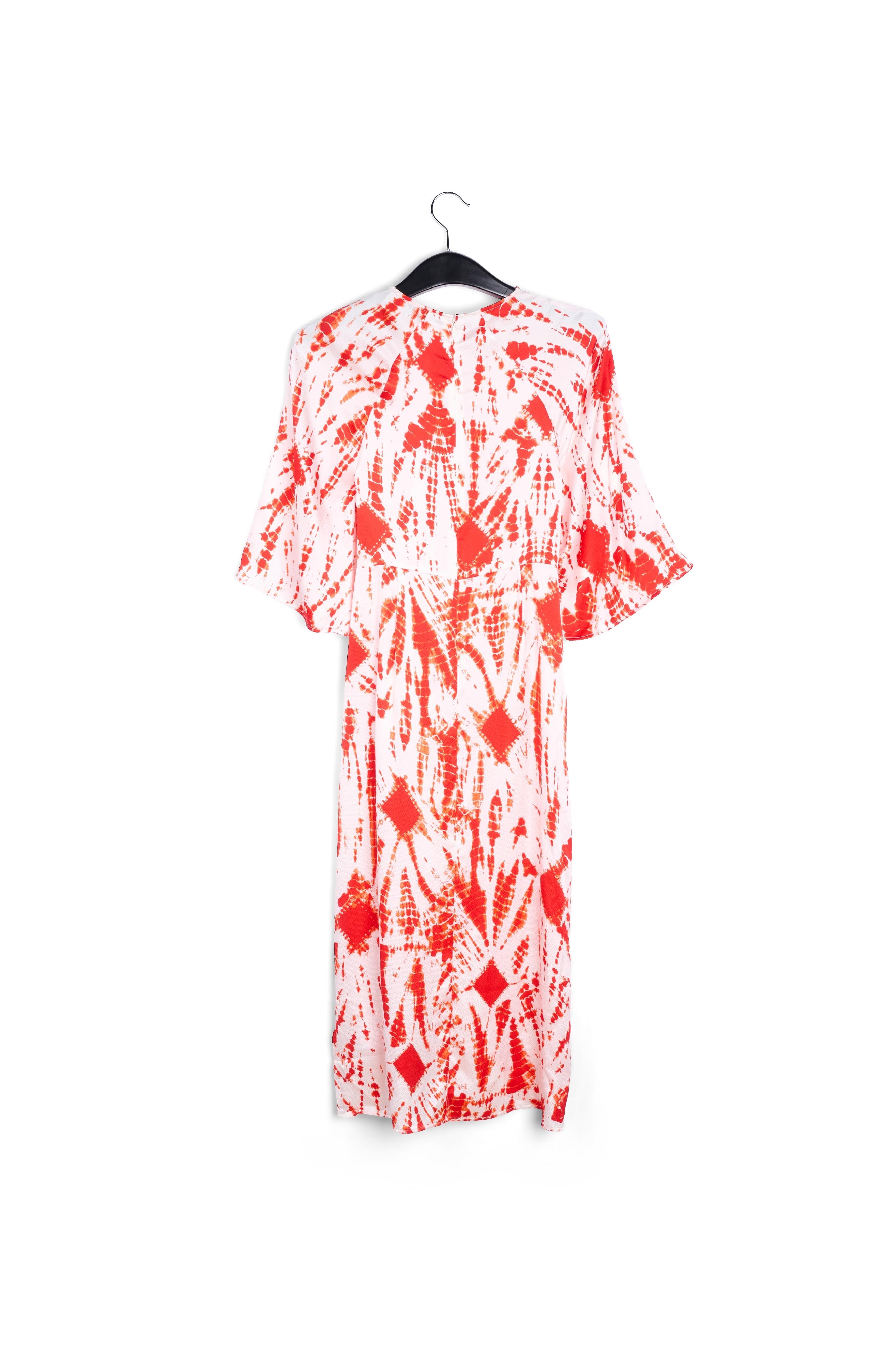 Gebroken witte en groene tie-dyed zijden midi-jurk RE—SSENTIEL | Essentiel second hand