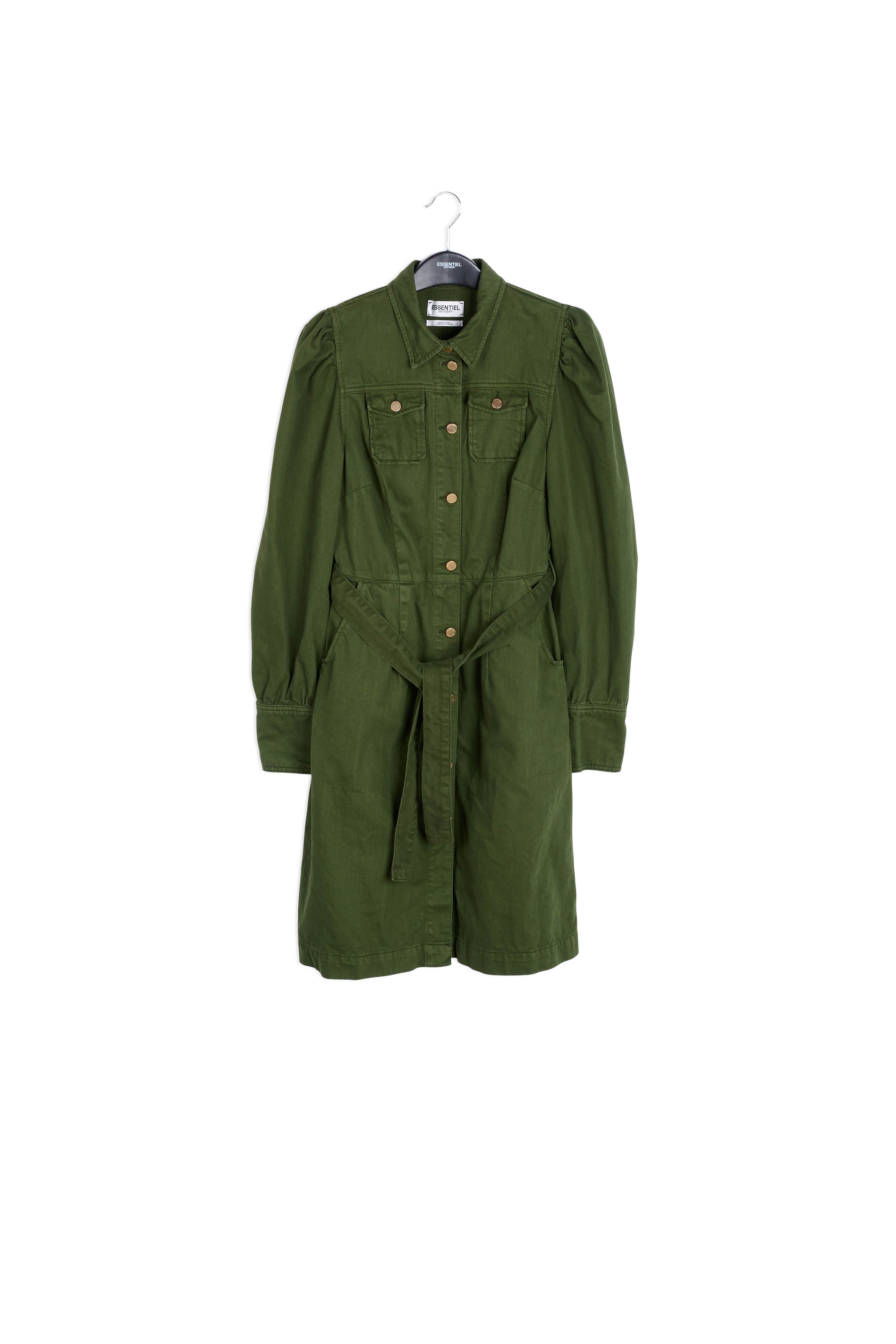 Pine green denim shirt dress RE—SSENTIEL | Essentiel second hand
