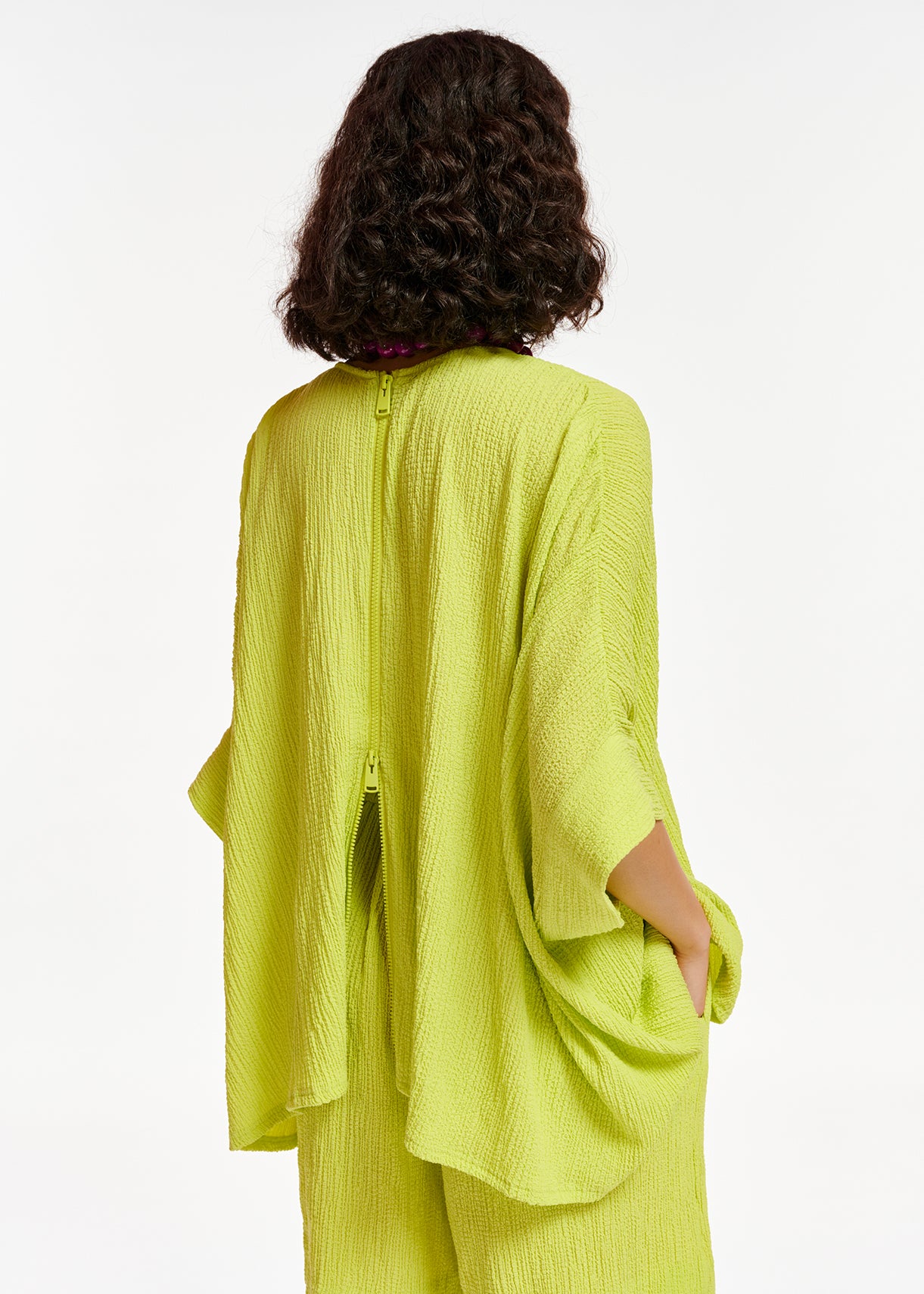 Lime green oversized seersucker top RE—SSENTIEL | Essentiel second hand