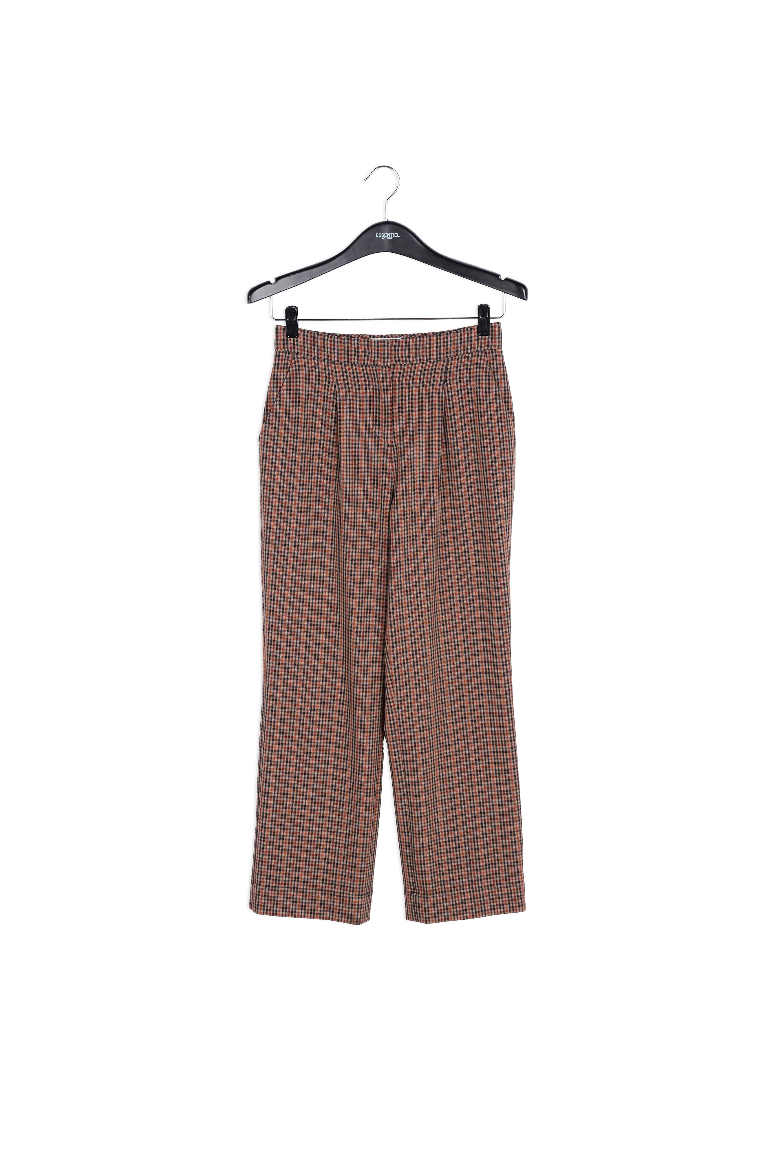 Beige, rood en donkerblauw geruite broek RE—SSENTIEL | Essentiel second hand