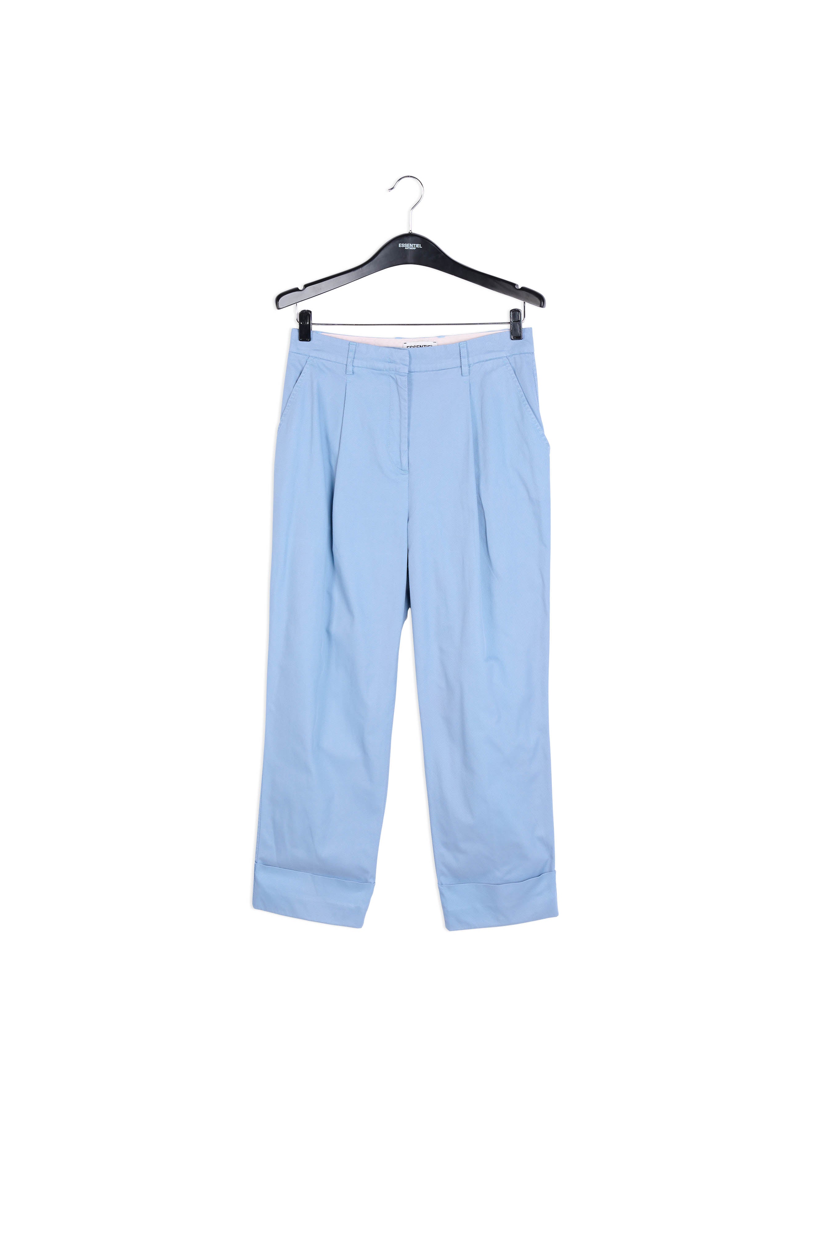 Lichtblauwe katoenmix broek met rechte pijpen RE—SSENTIEL | Essentiel second hand