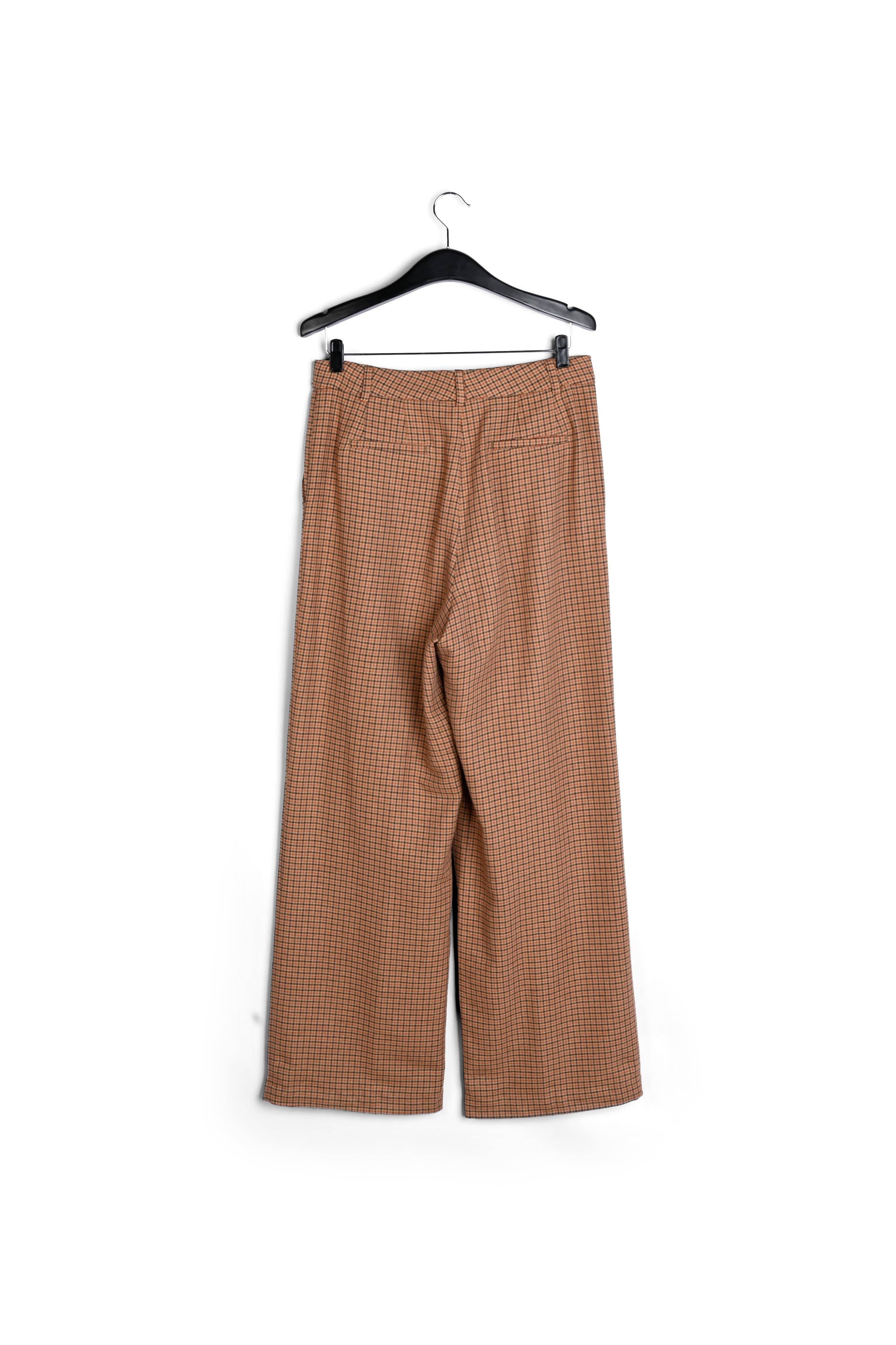 Bruine ruitjesbroek met wijde pijpen RE—SSENTIEL | Essentiel second hand