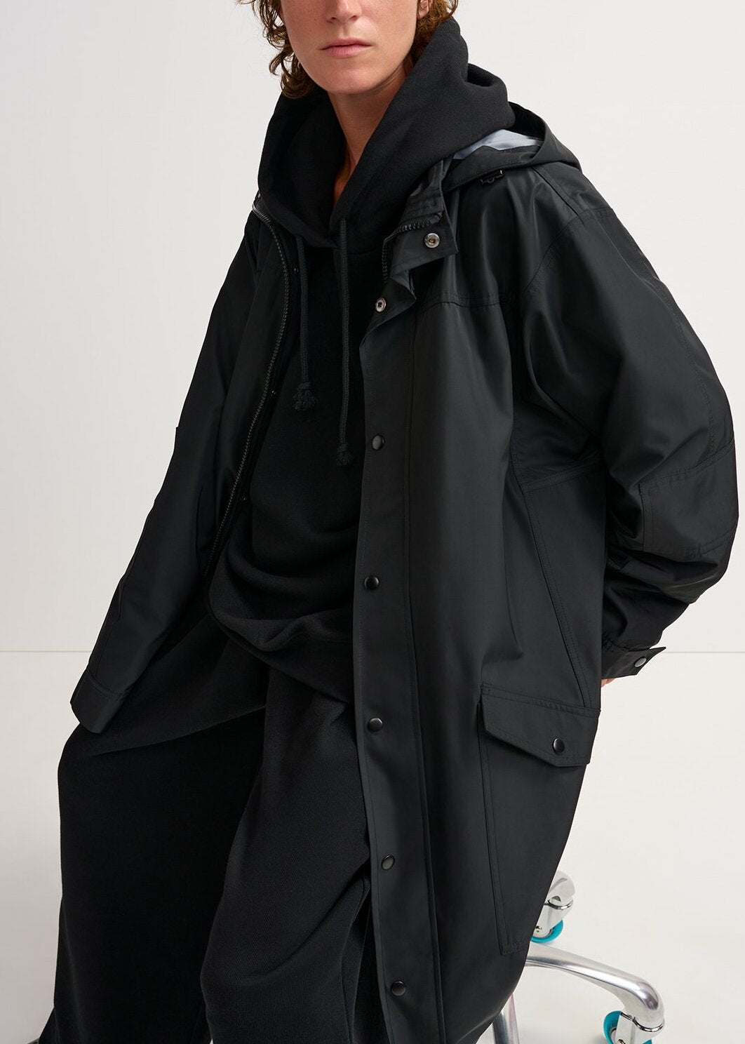 Black hooded raincoat RE—SSENTIEL | Essentiel second hand
