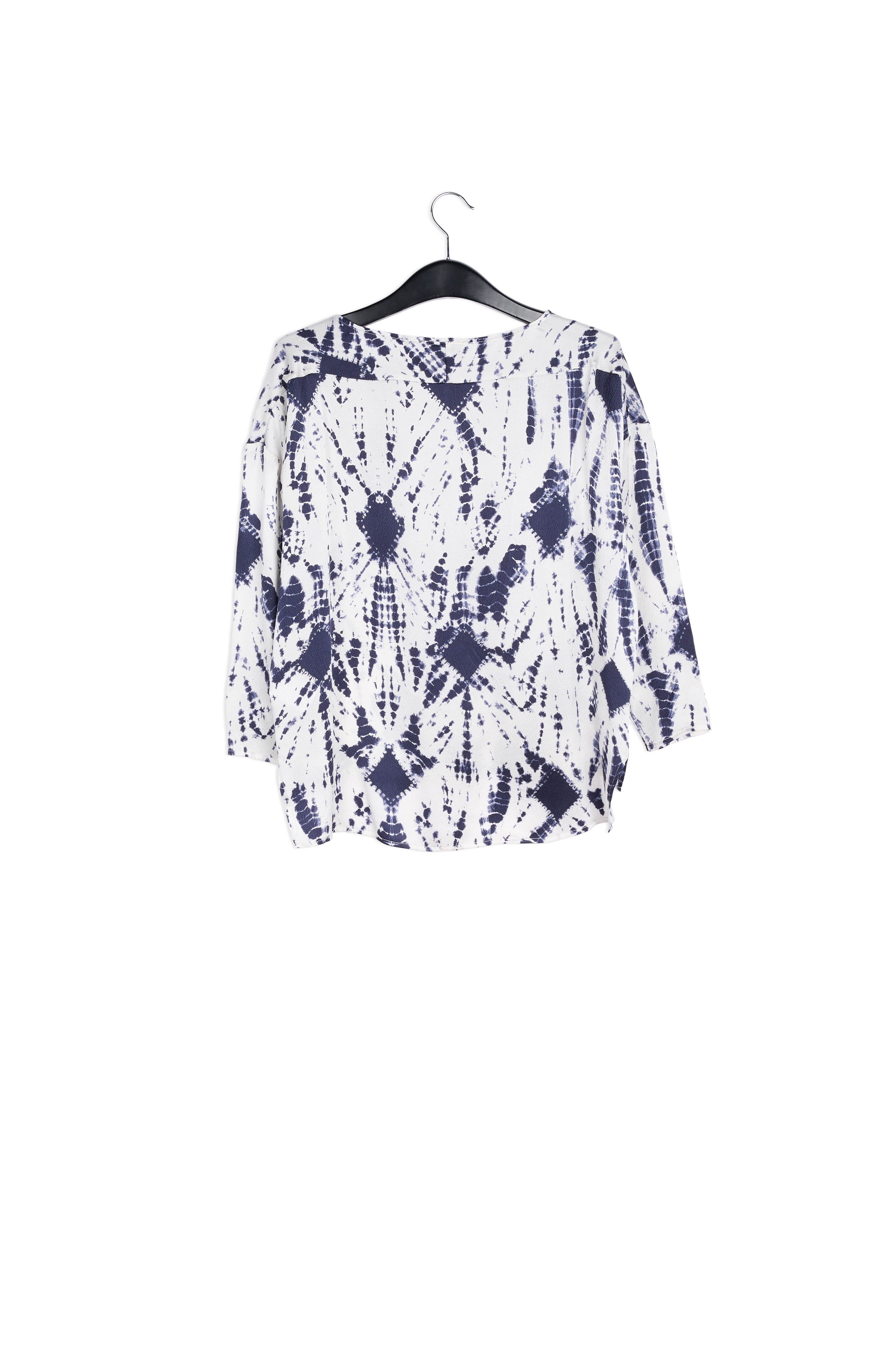 Off-white and dark blue tie-dyed silk top RE—SSENTIEL | Essentiel second hand